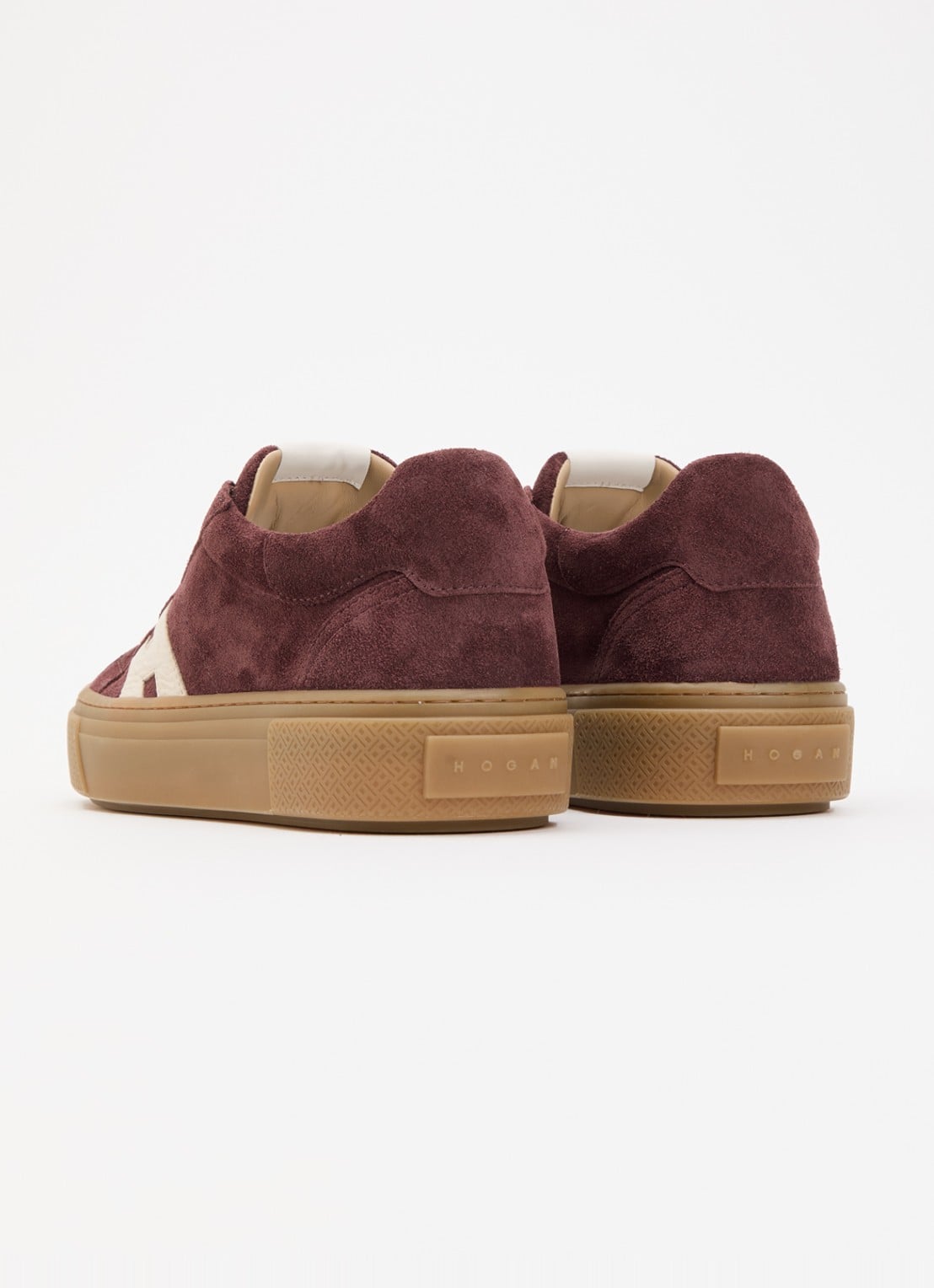 Hogan H705 sneaker van suède met plateauzool - achterkant 6 bordeauxrood