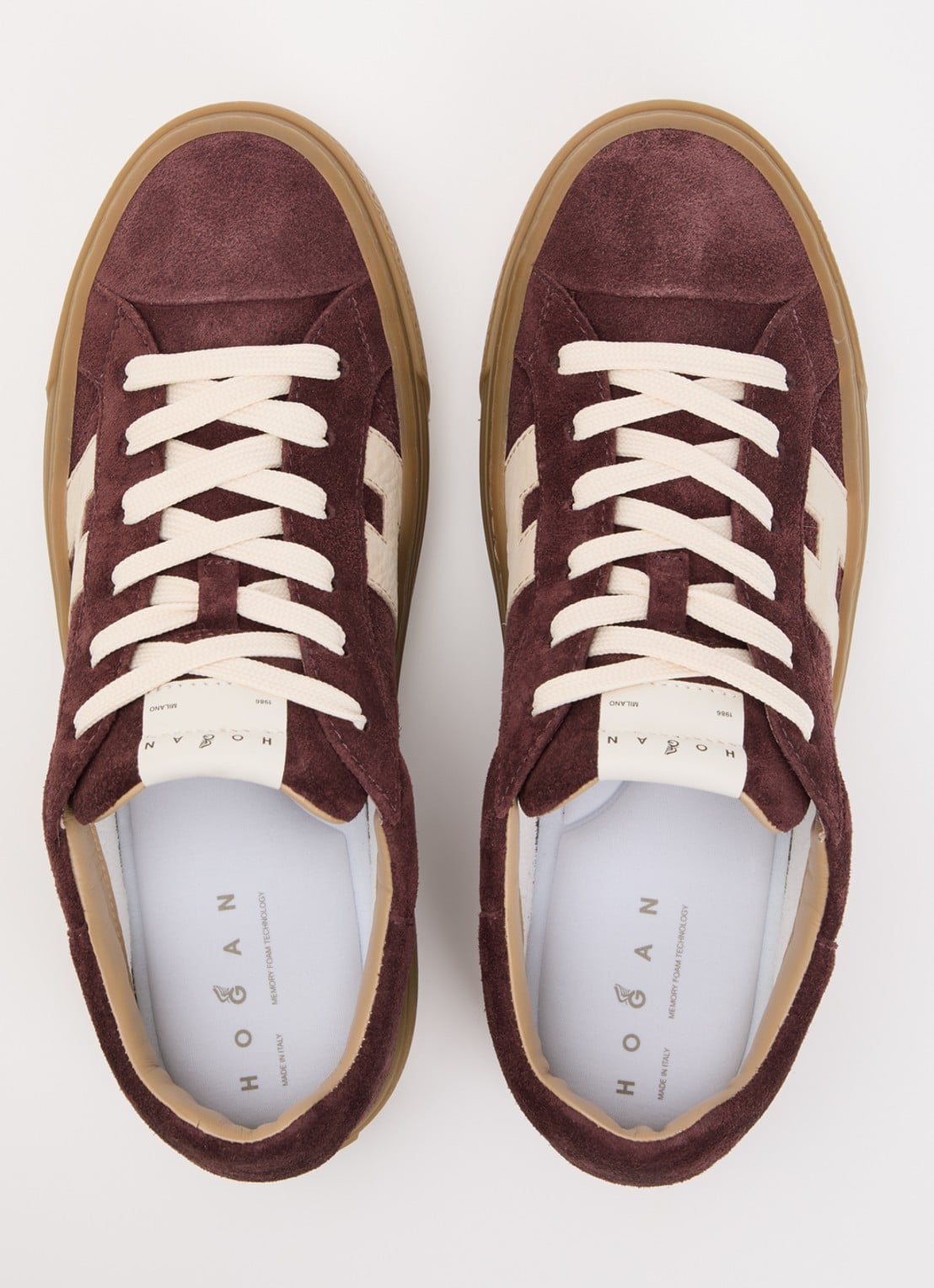 Hogan H705 sneaker van suède met plateauzool - detail 3 bordeauxrood