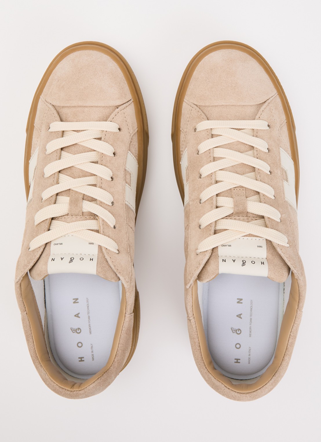 Hogan H705 sneaker van suède met plateauzool - detail 3 lichtroze