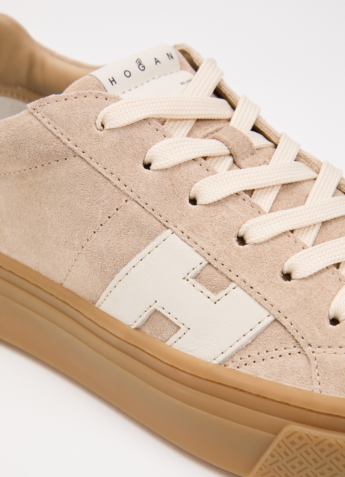 Hogan H705 sneaker van suède met plateauzool - detail 5 lichtroze