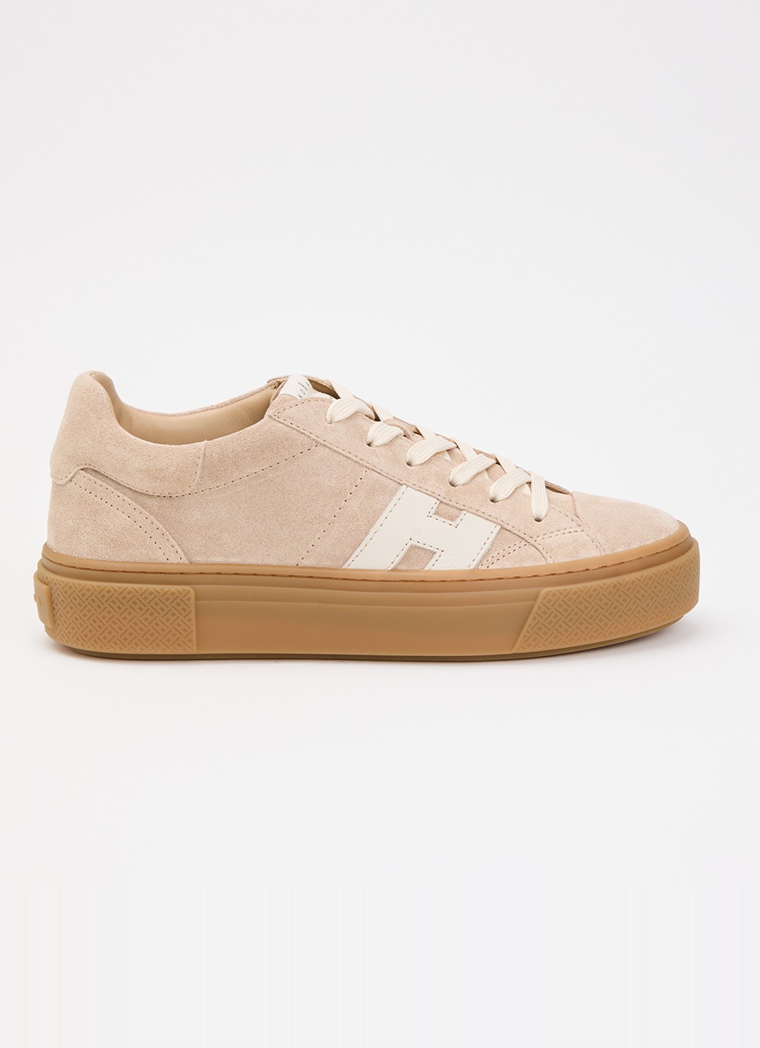 Hogan H705 sneaker van suède met plateauzool - voorkant lichtroze