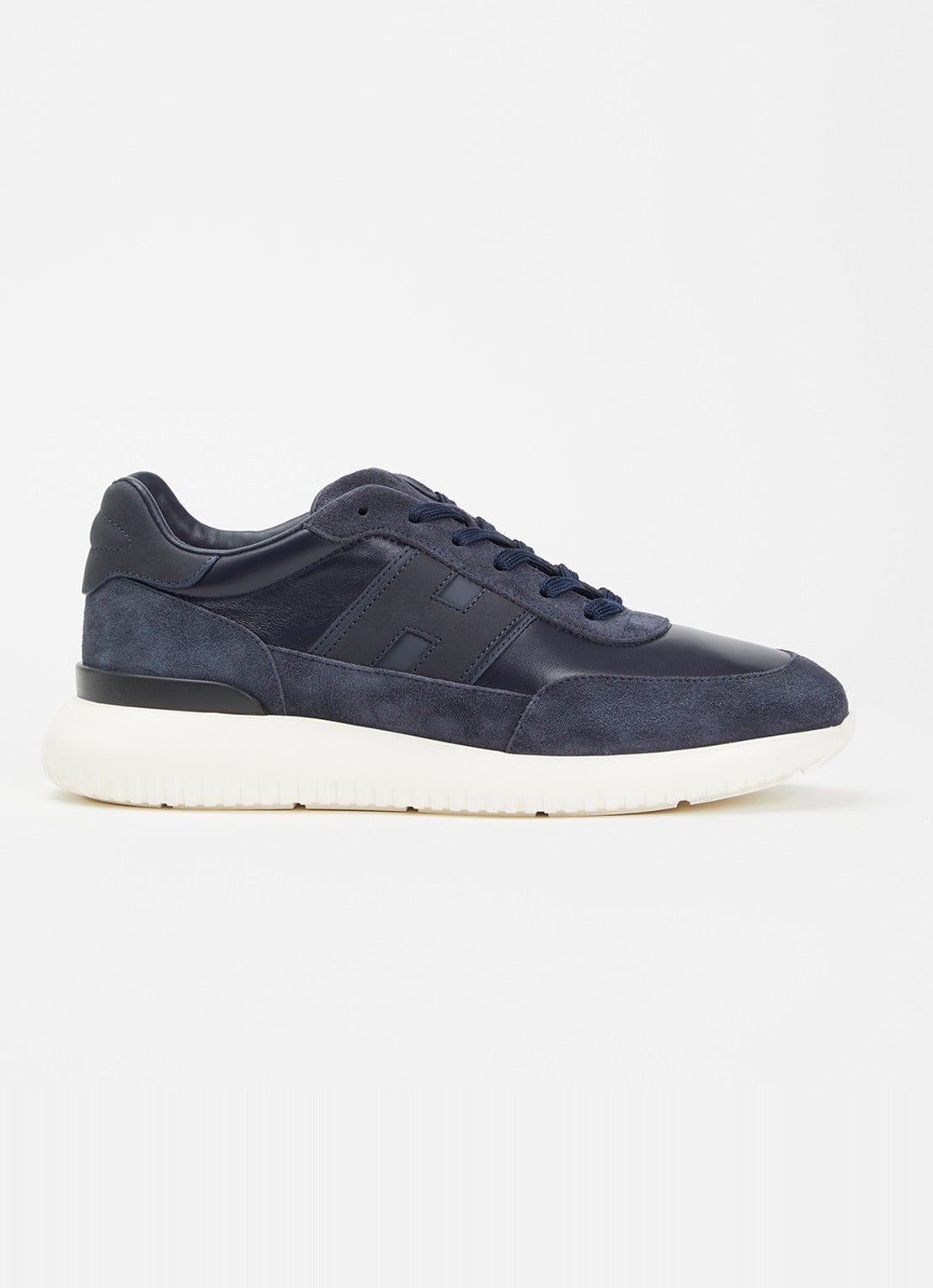 Hogan H709 sneaker van leer met details van suède - voorkant 6 donkerblauw