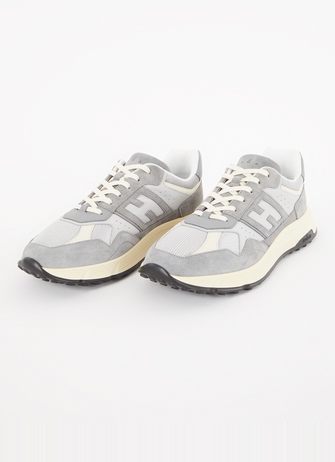 Hogan Hyperlight sneaker van leer met mesh details  - detail 4 grijs