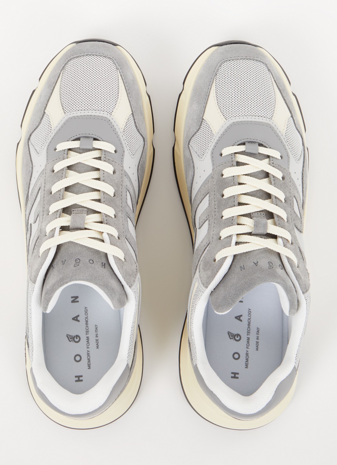 Hogan Hyperlight sneaker van leer met mesh details  - detail 5 grijs