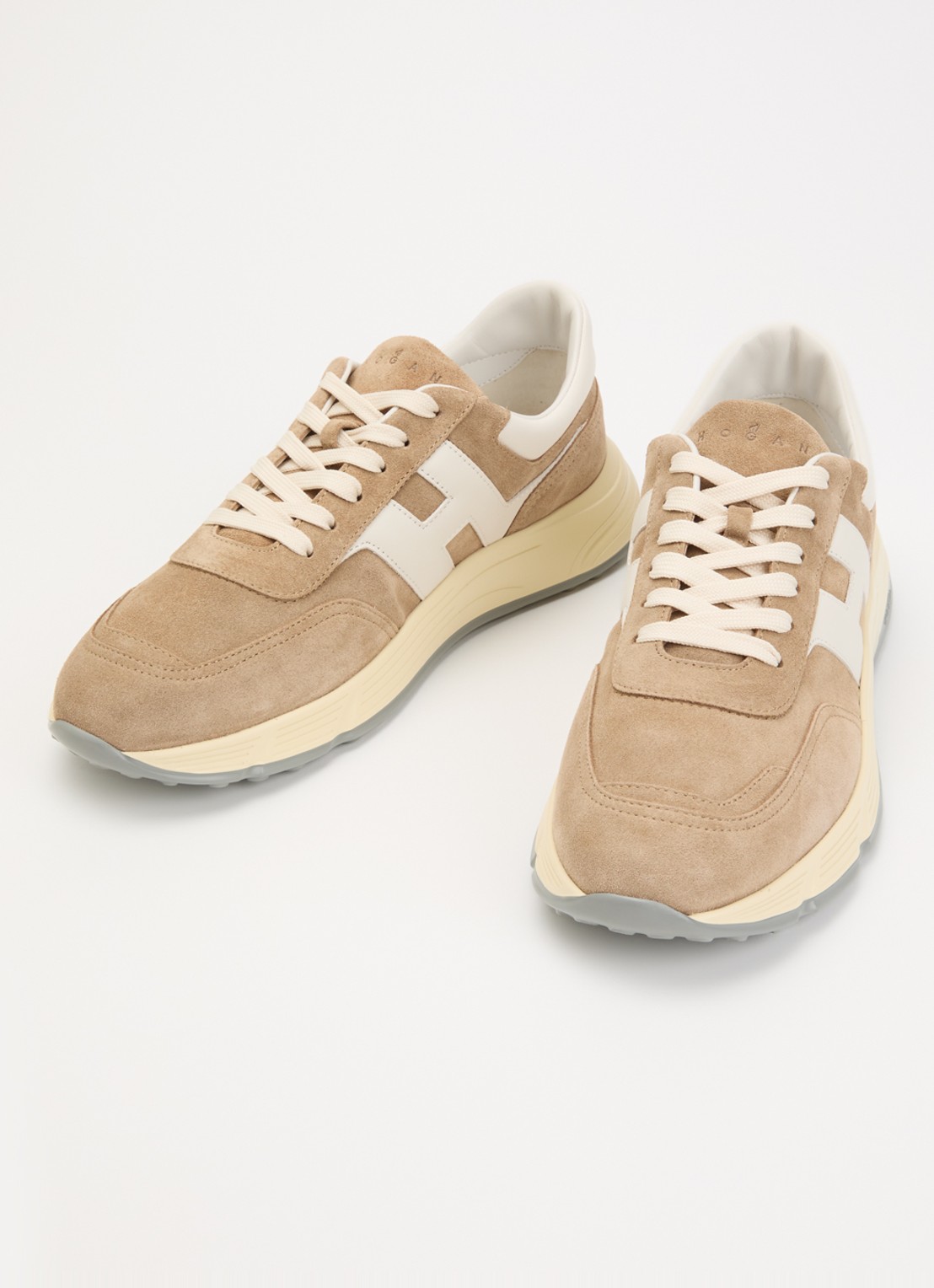 Hogan Hyperlight sneaker van suède met details van leer - detail 3 zand