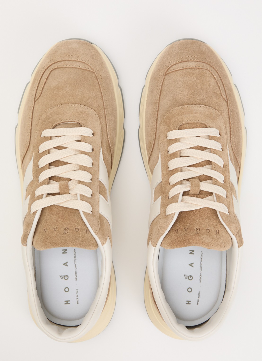 Hogan Hyperlight sneaker van suède met details van leer - detail 4 zand