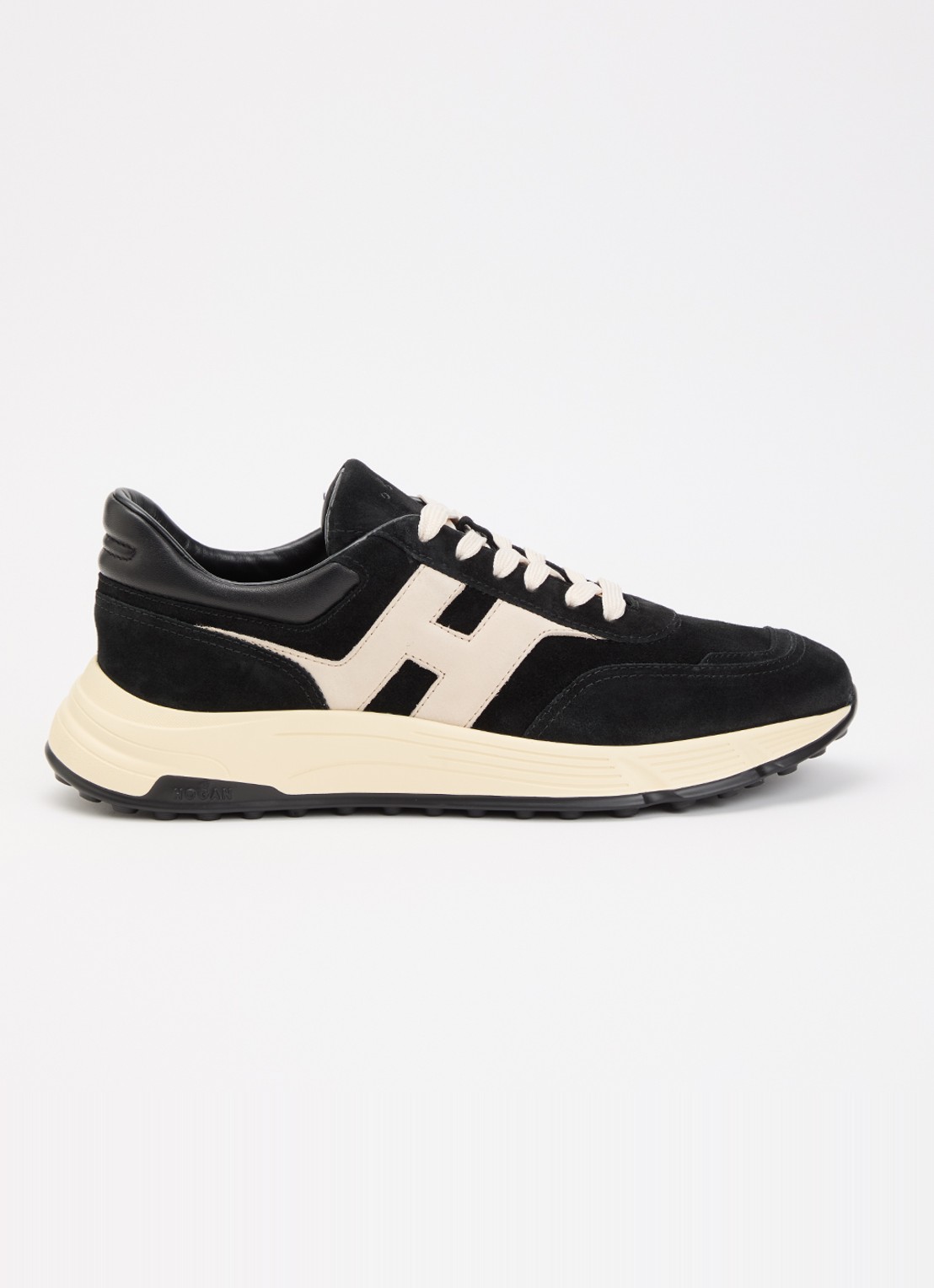 Hogan Hyperlight sneaker van suède met details van leer  - voorkant zwart