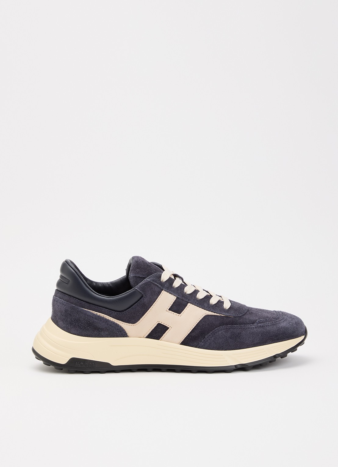 Hogan Hyperlight sneaker van suède met details van leer  - voorkant donkerblauw