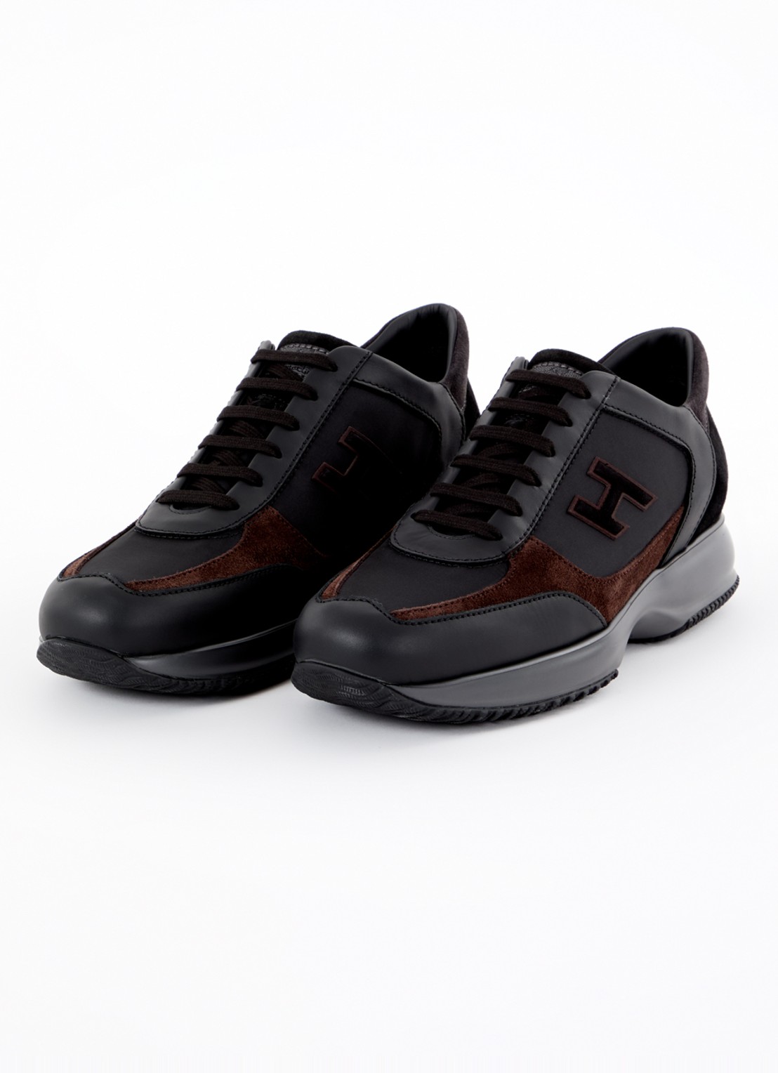 Hogan Interactive sneaker met suède en leren details - detail 3 zwart