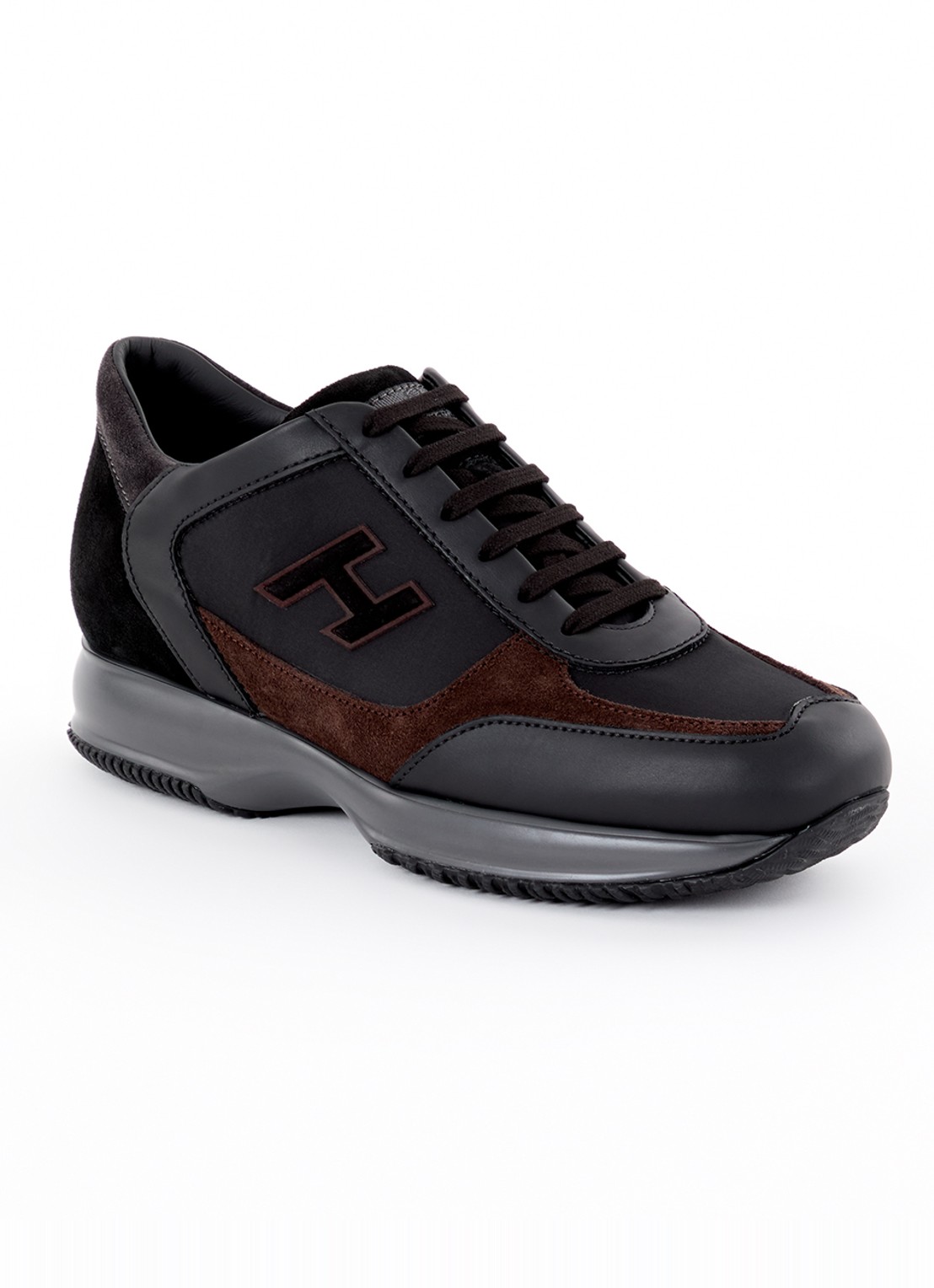 Hogan Interactive sneaker met suède en leren details - voorkant zwart