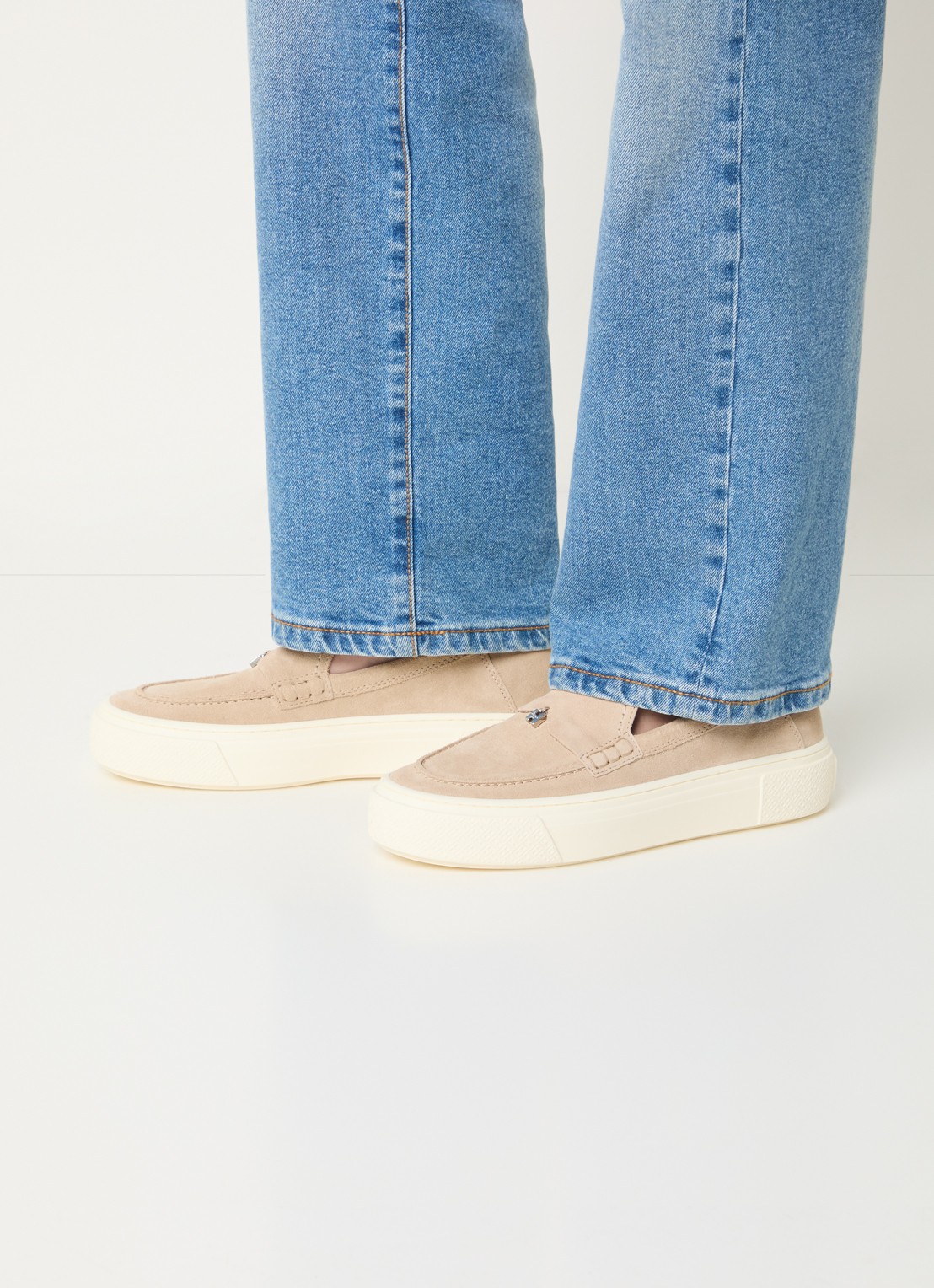 Hogan Mocassin van suède  - voorkant 2 naturel