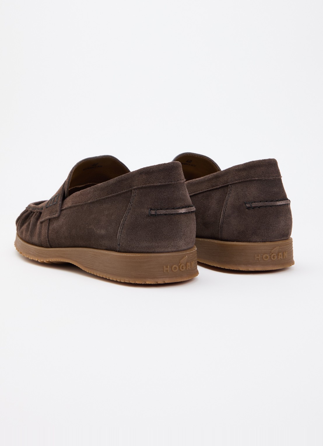Hogan Mocassin van suède - achterkant donkerbruin