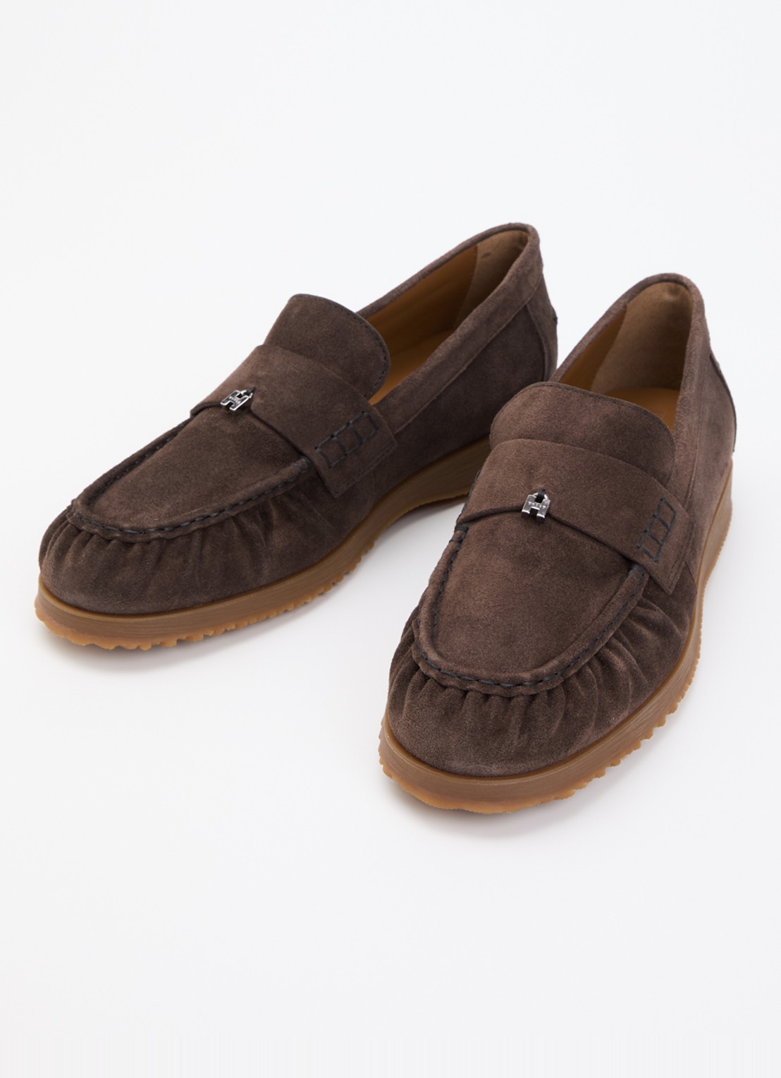 Hogan Mocassin van suède - detail 2 donkerbruin