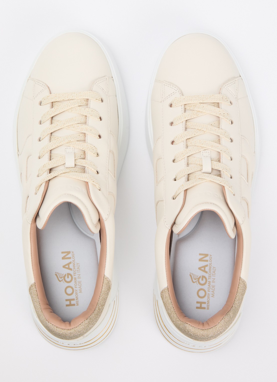 Hogan Rebel sneaker van leer met details van lurex - detail 3 creme