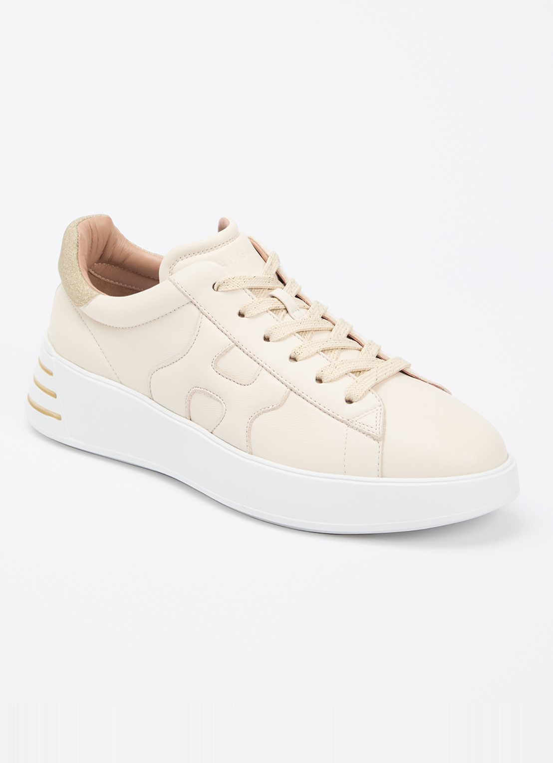 Hogan Rebel sneaker van leer met details van lurex - voorkant 5 creme