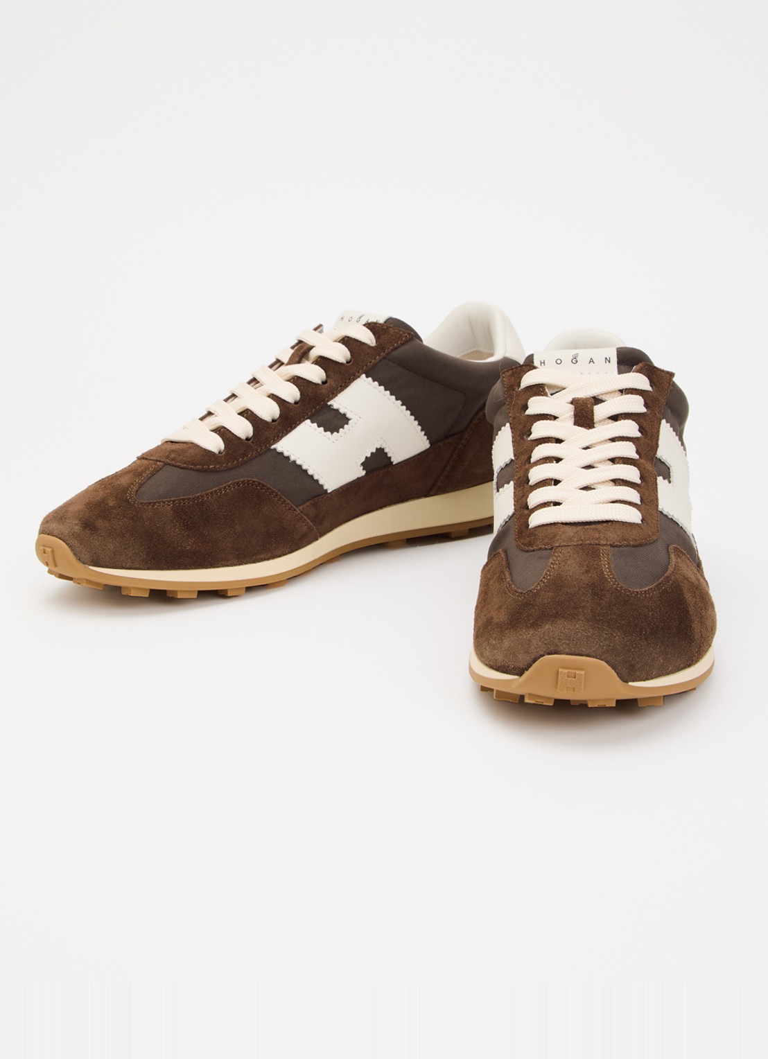 Hogan Sneaker met suède details - detail chocoladebruin
