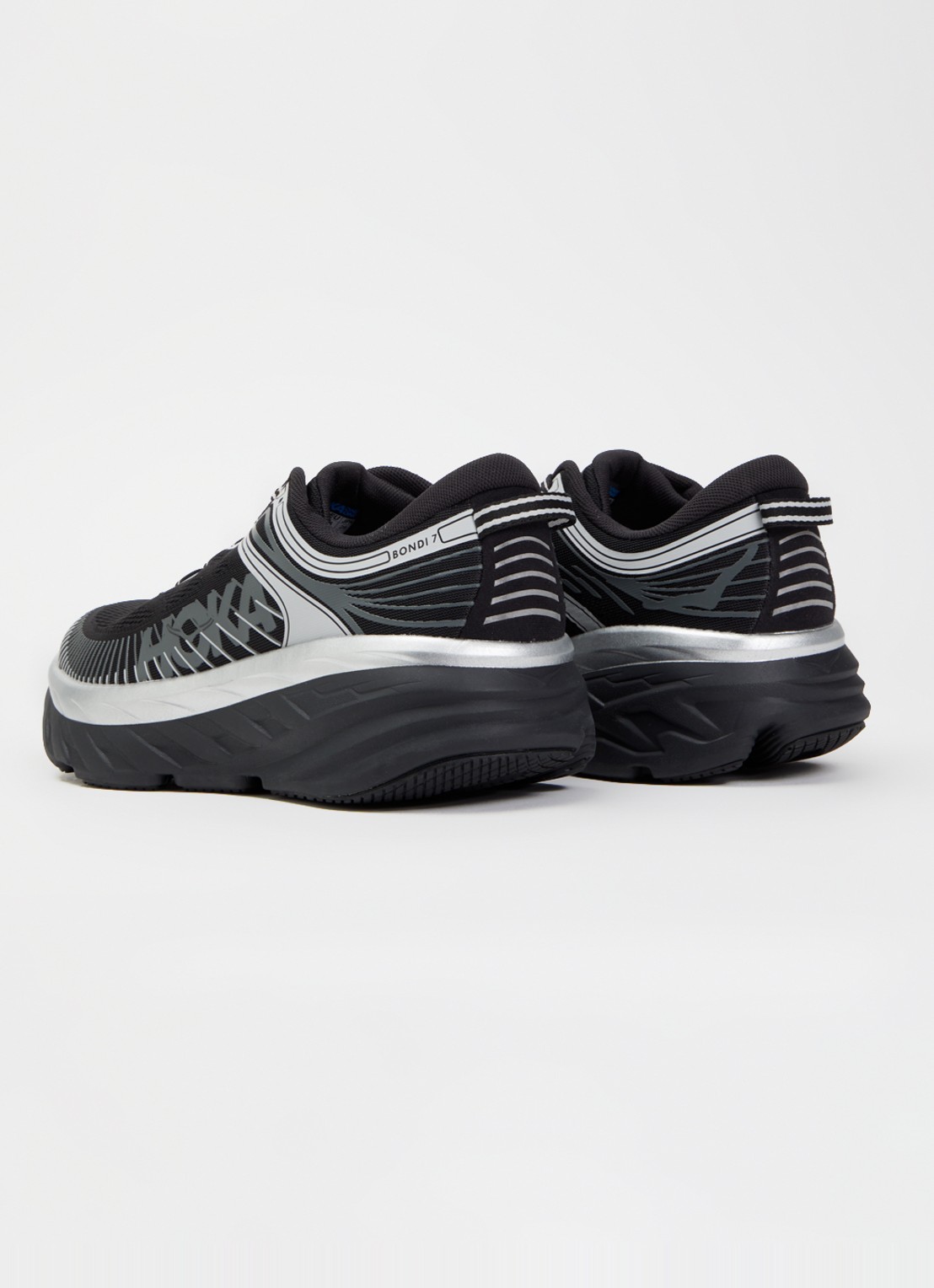 HOKA Bondi 7 sneaker met gebreid bovenwerk en logo - achterkant zwart