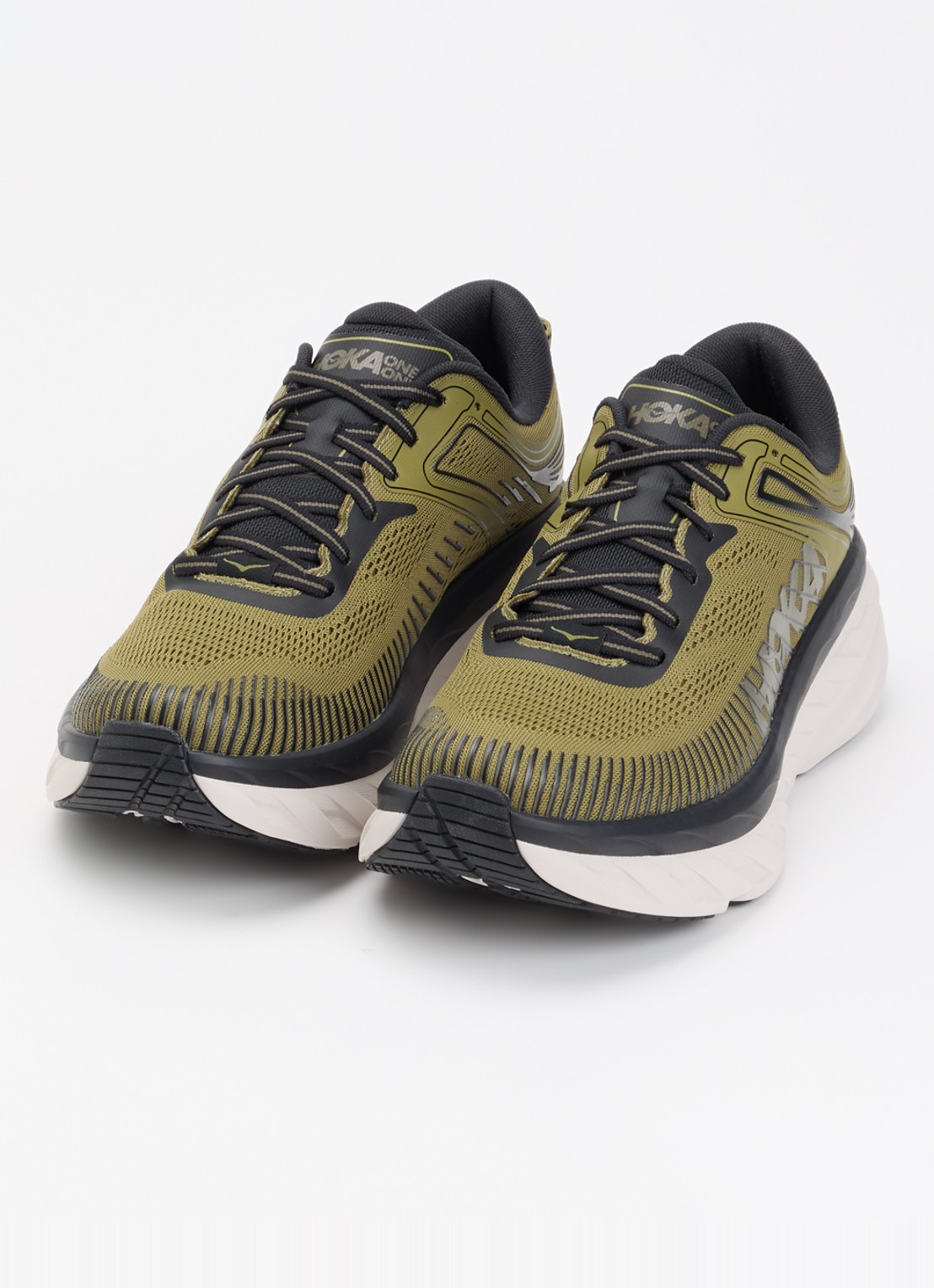 HOKA Bondi 7 sneaker van mesh met logo - detail 2 mosgroen