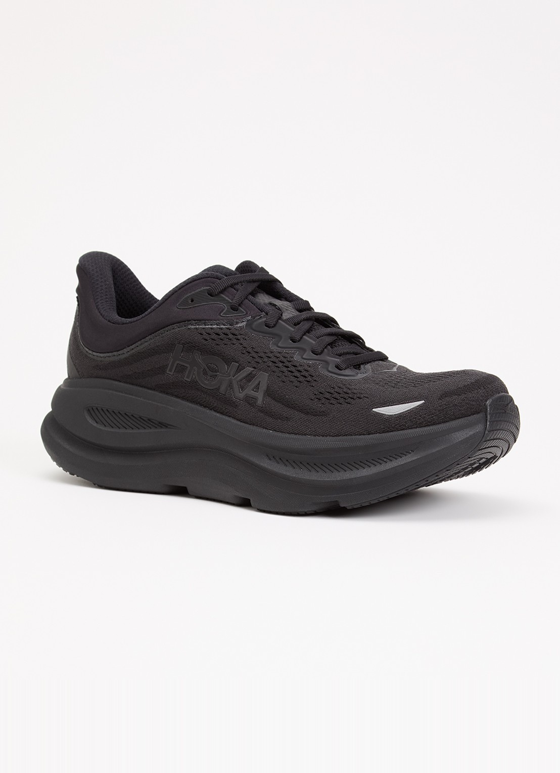 HOKA Bondi 9 hardloopschoen met mesh details - voorkant 3 zwart