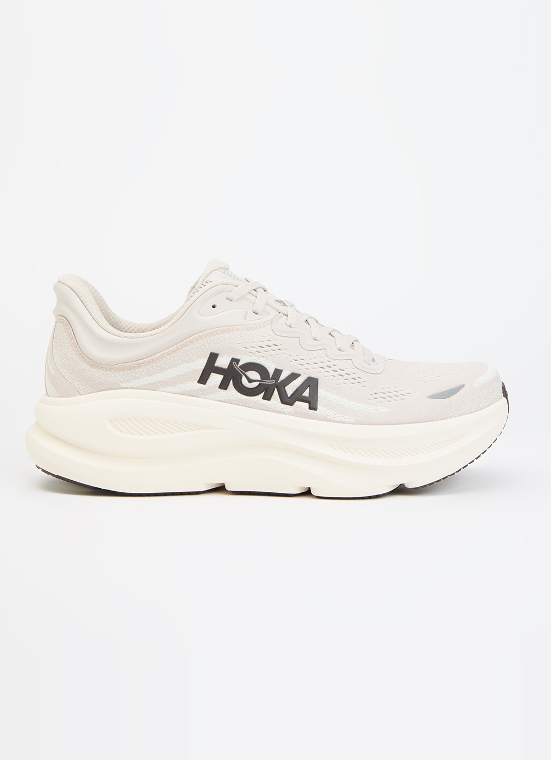 HOKA Bondi 9 hardloopschoen met mesh details - voorkant grijs