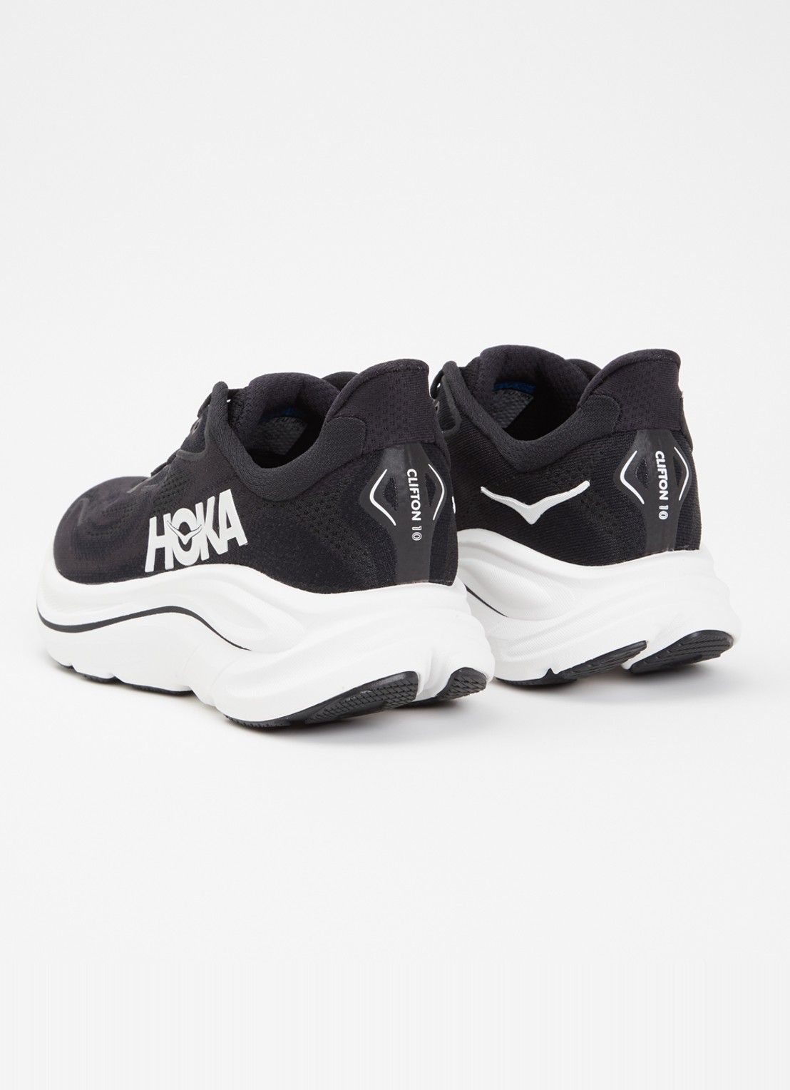 HOKA Clifon 10 hardloopschoen met reflecterende details - achterkant zwart