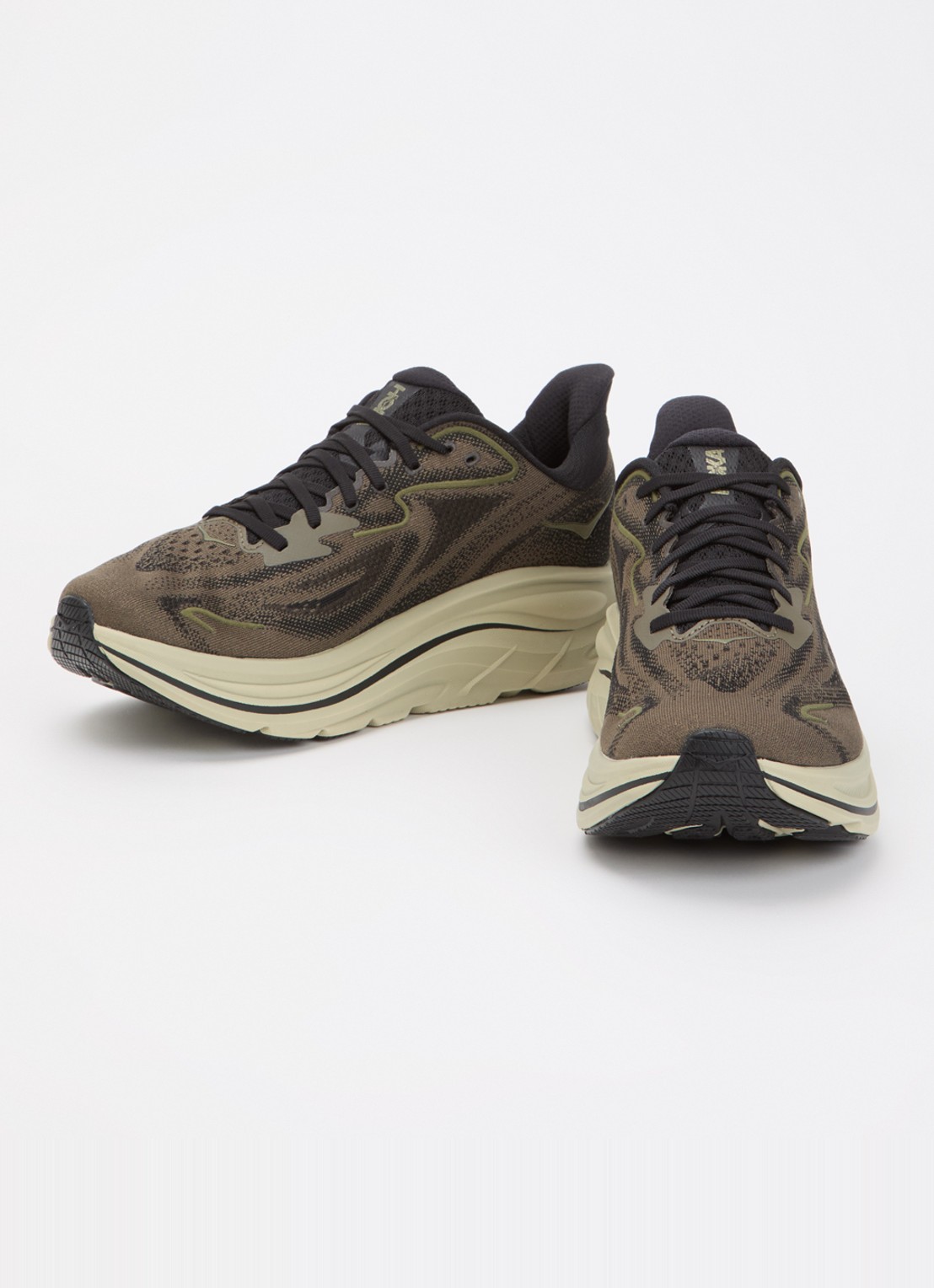 HOKA Clifton 10 sneaker met mesh details - detail mosgroen