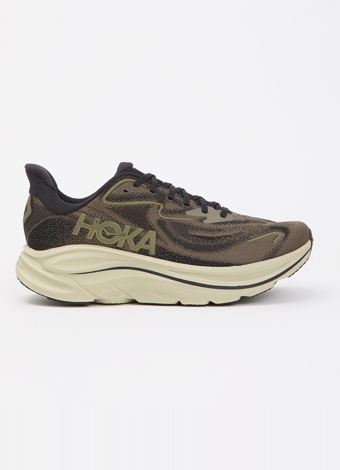 HOKA Clifton 10 sneaker met mesh details - voorkant 4 mosgroen