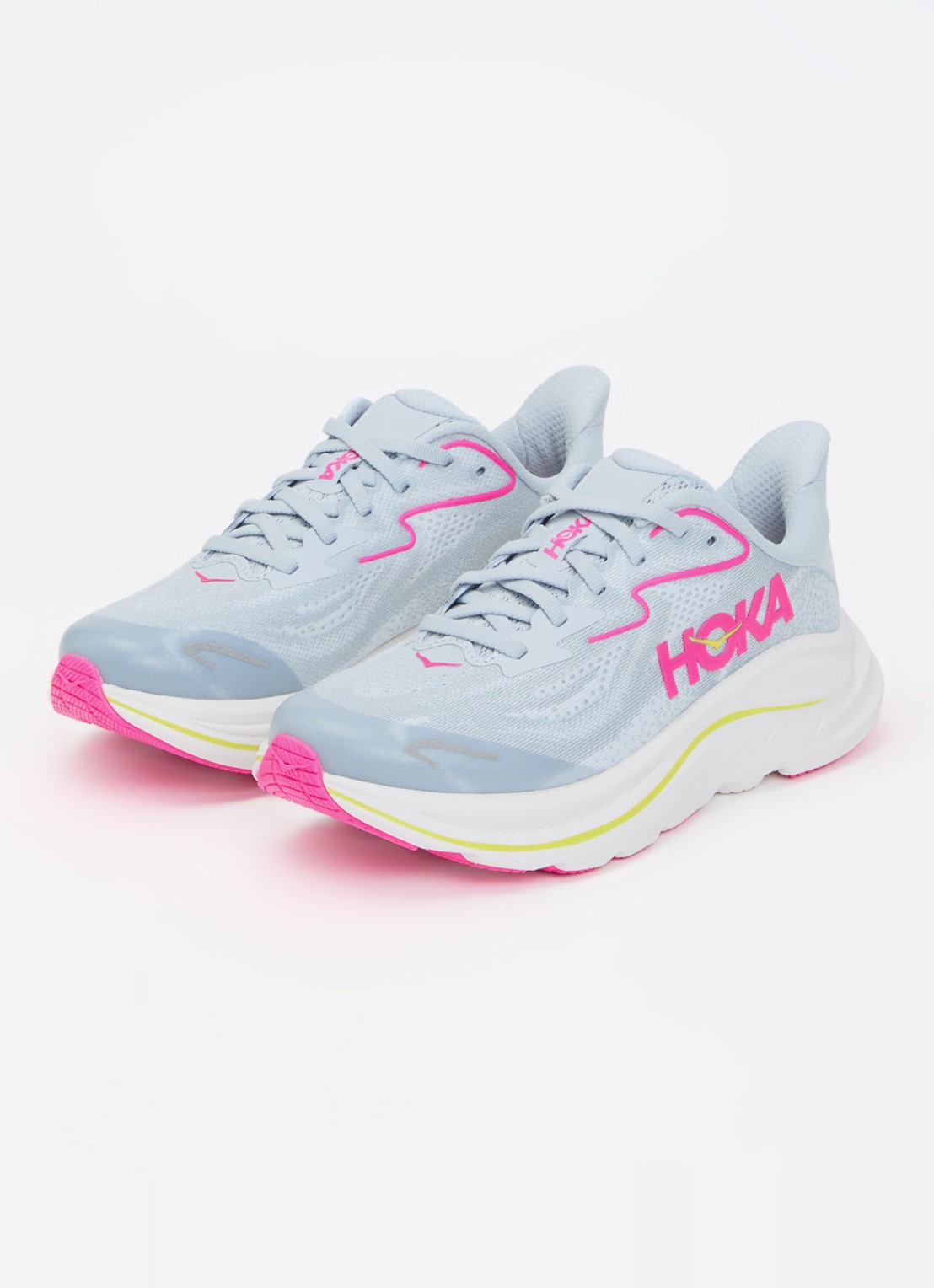 HOKA Clifton 10 sneaker met print - voorkant 2 beige
