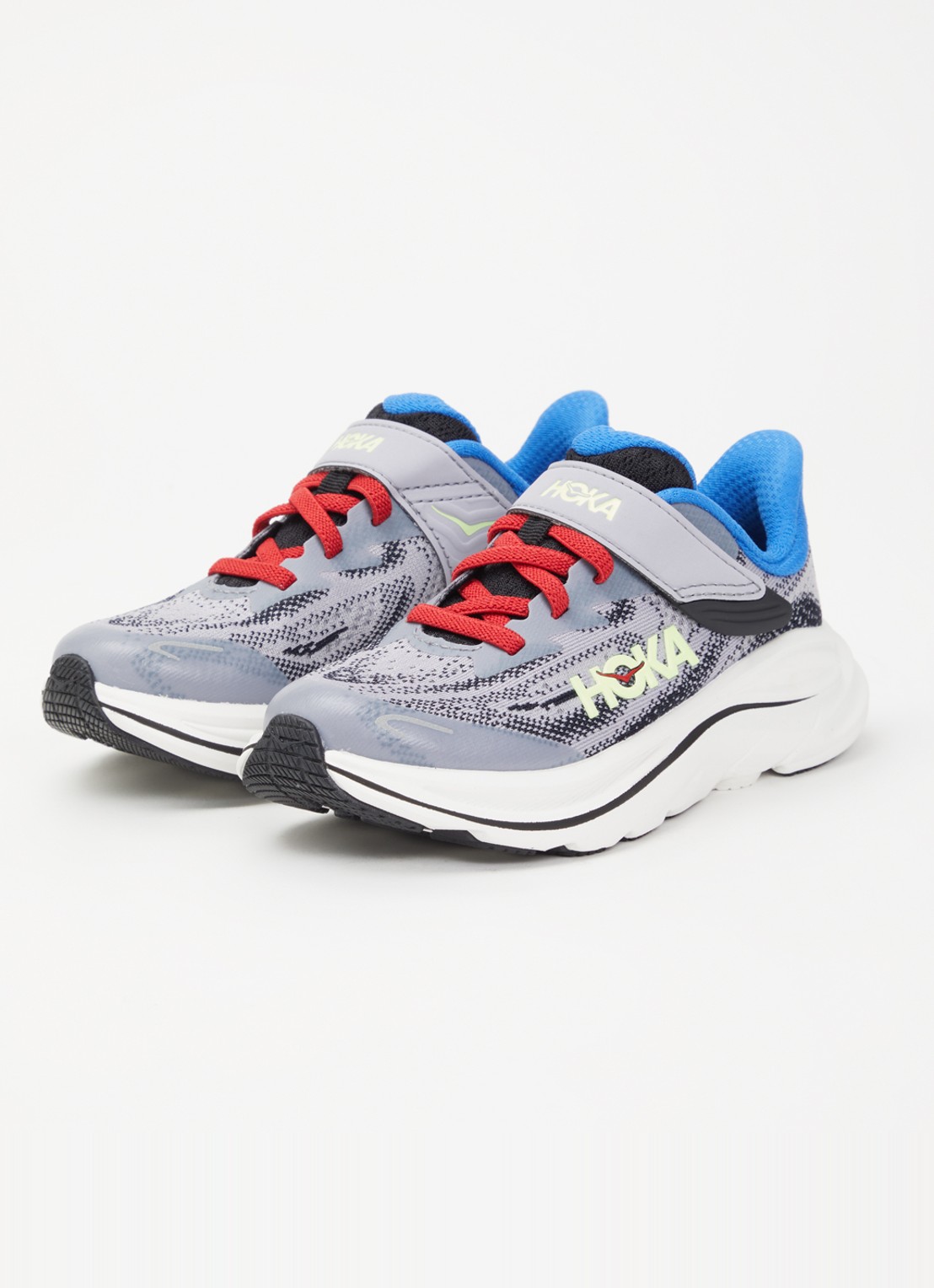 HOKA Clifton sneaker van mesh met logo - voorkant 2 grijs