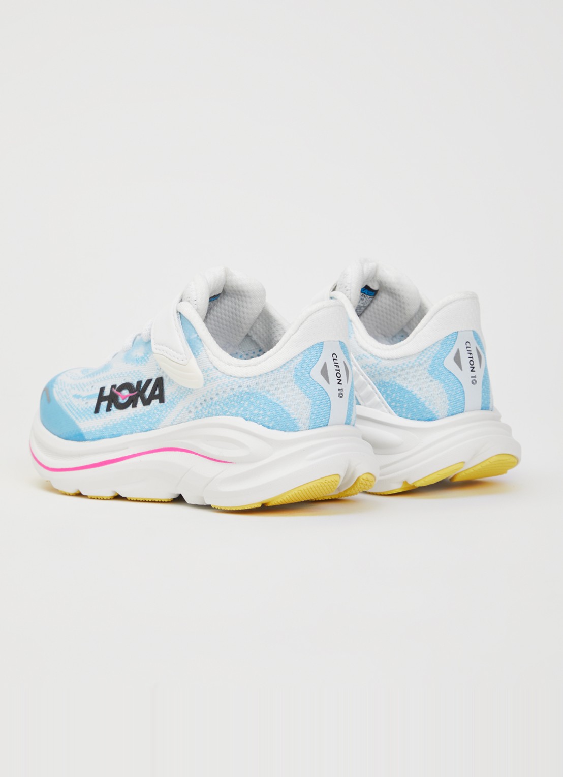 HOKA Clifton sneaker van mesh met logo - achterkant 3 lichtblauw