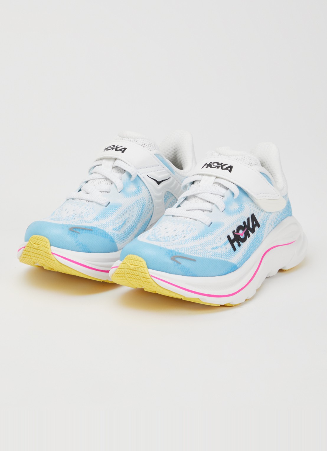HOKA Clifton sneaker van mesh met logo - voorkant 2 lichtblauw