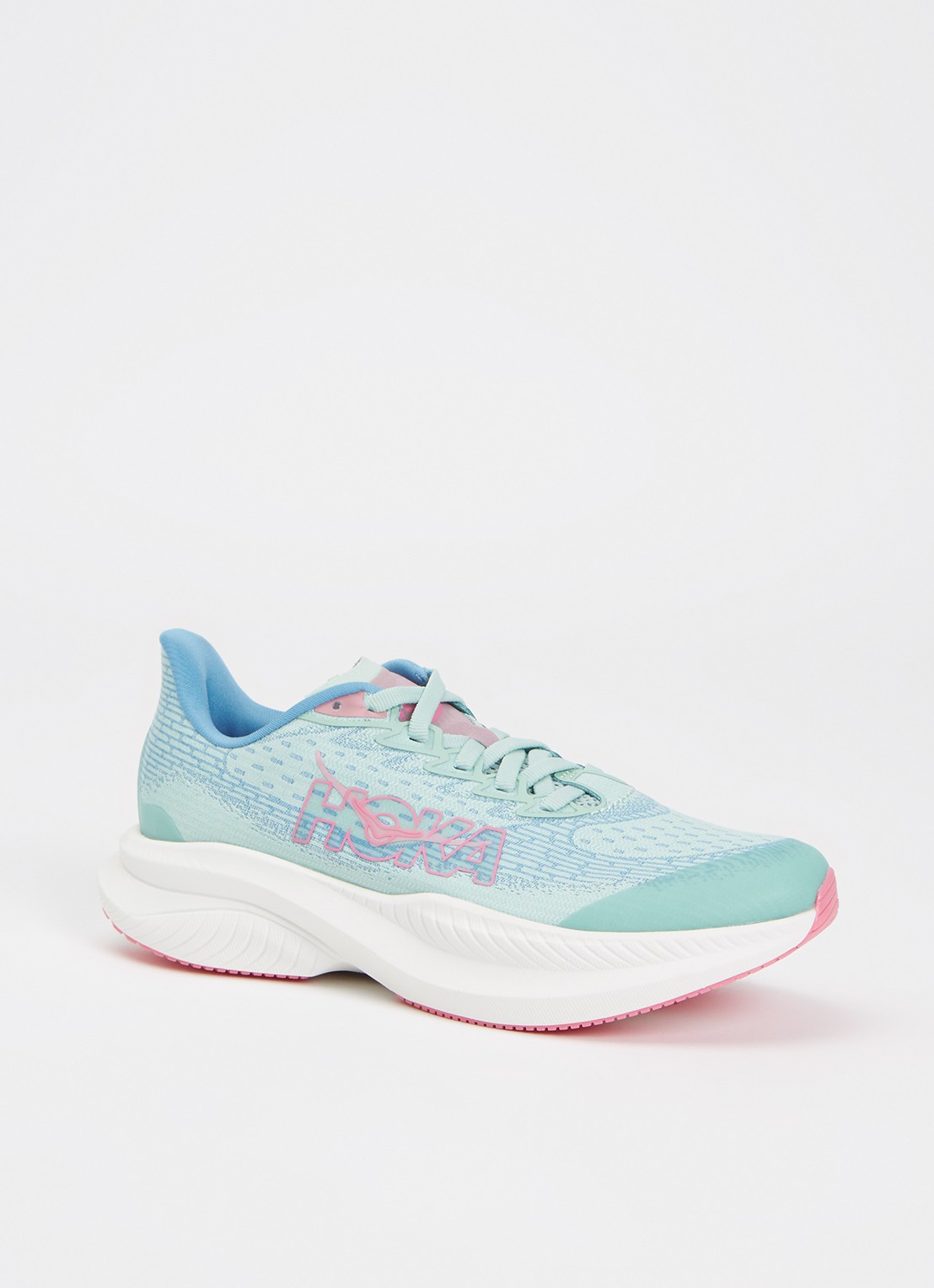 HOKA Mach 6 hardloopschoen met mesh details - voorkant 2 mint