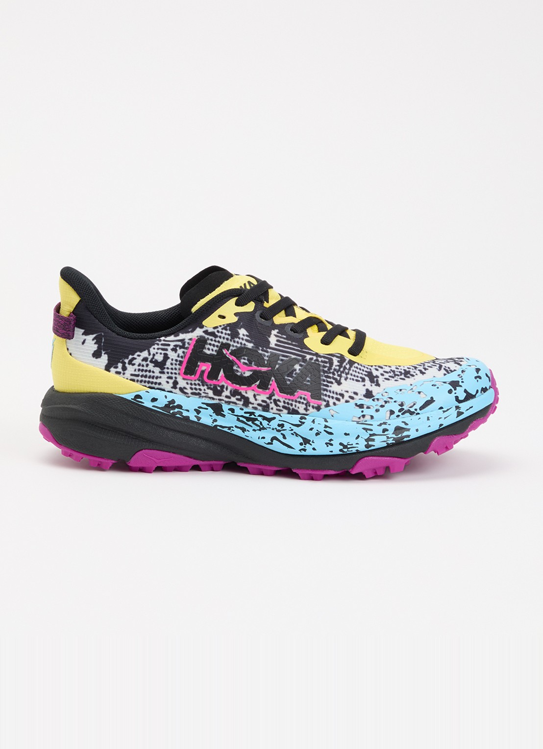 HOKA Speedgoat 6 sneaker met gebreid bovenwerk - voorkant 3 zwart