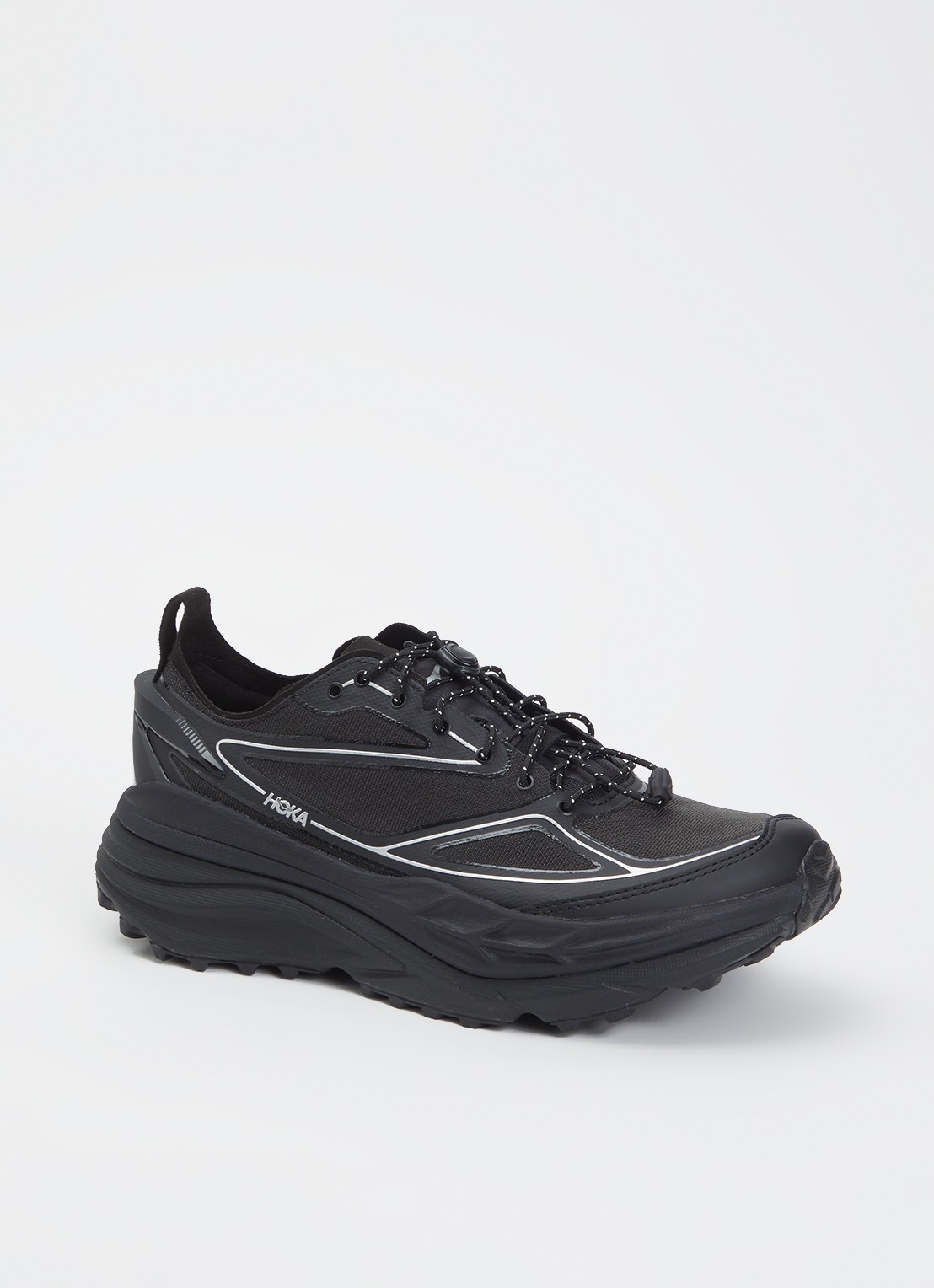 HOKA Stinson One7 sneaker van mesh - voorkant 4 zwart