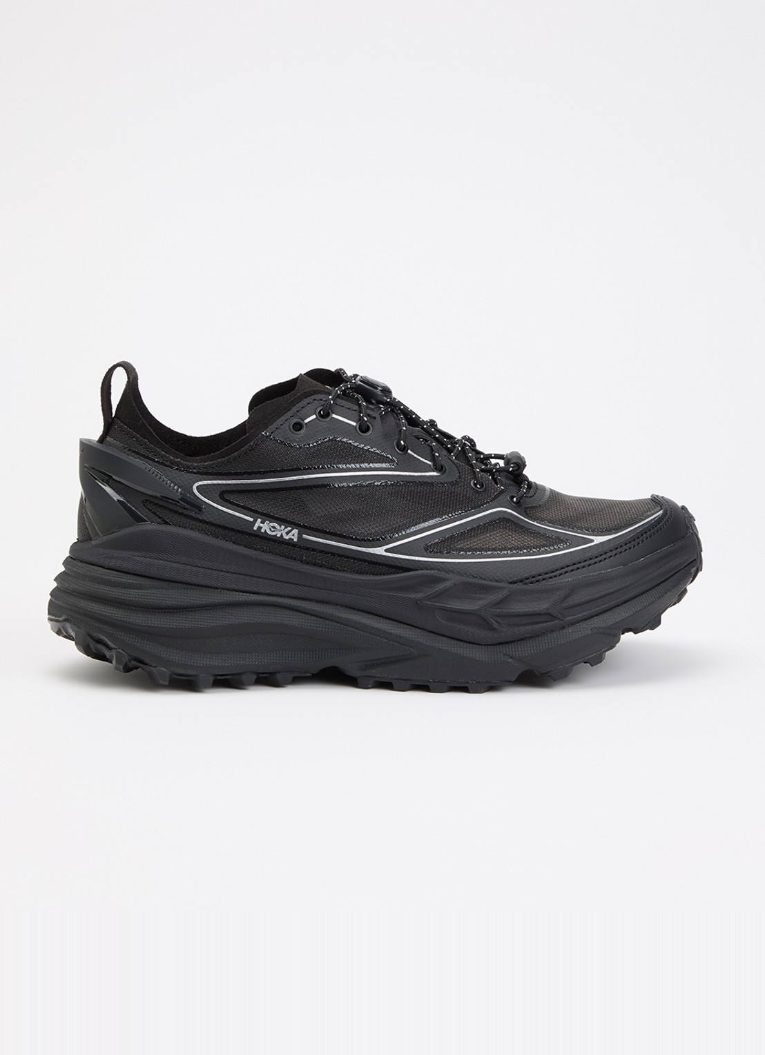 HOKA Stinson One7 sneaker van mesh - voorkant 2 zwart