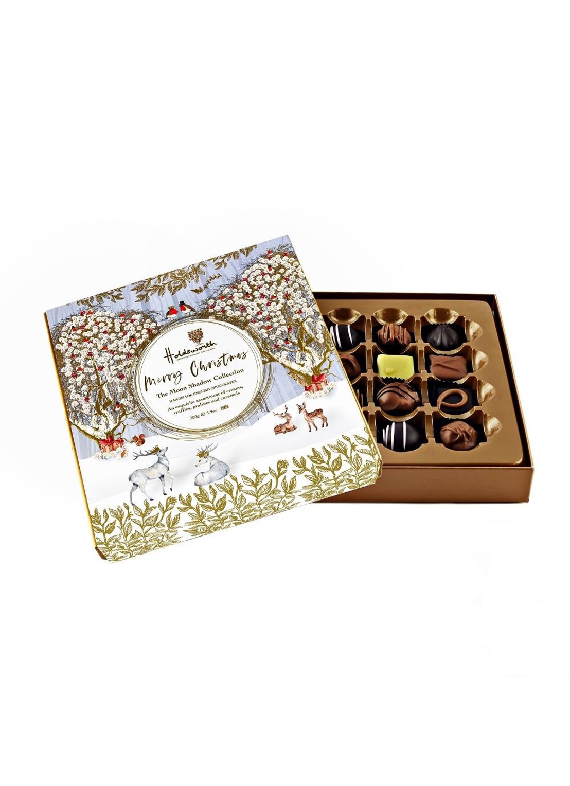 Holdsworth Merry XMAS chocolade bonbons in geschenkverpakking 200 gram - voorkant undefined