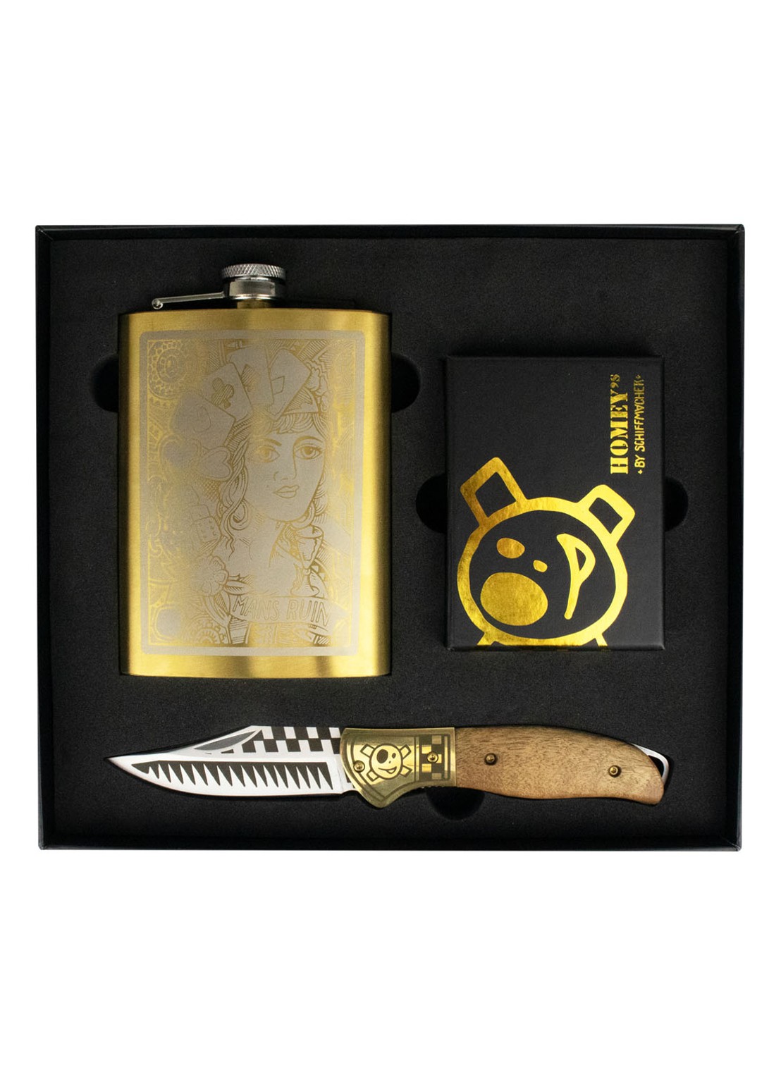 Homey's Men's Ruin 3-delige outdoor giftset - voorkant zwart
