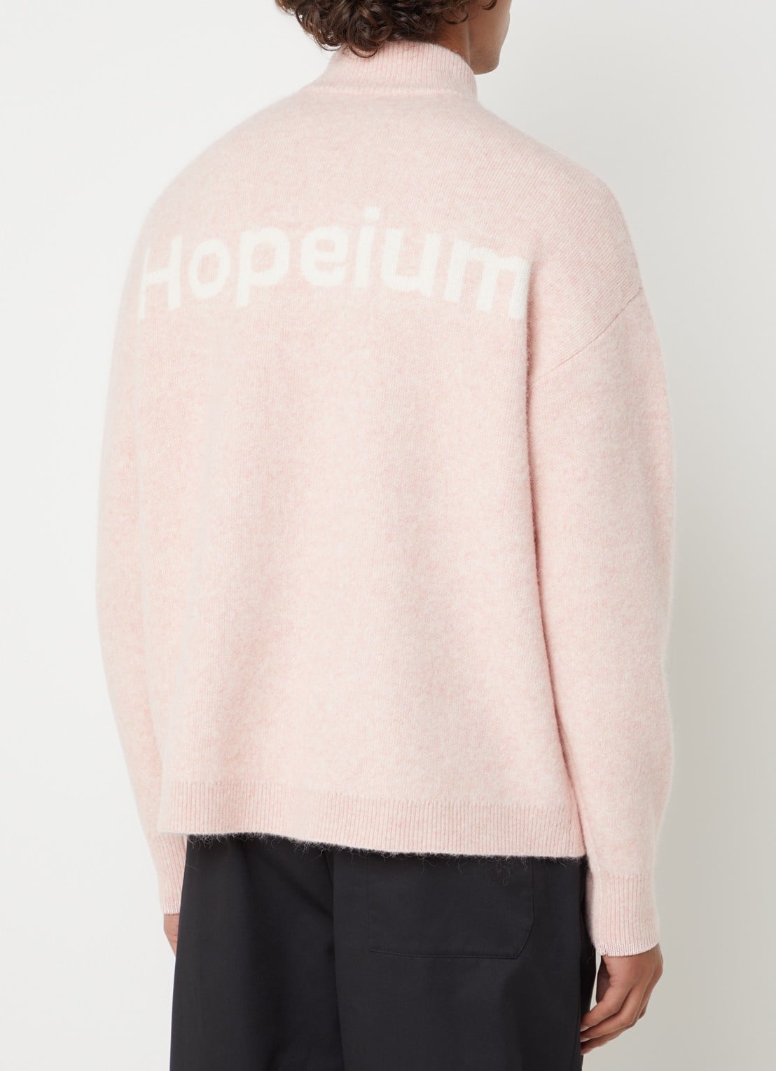 Hopeium Fijngebreide trui in alpaca wolblend met logoprint - detail 4 roze