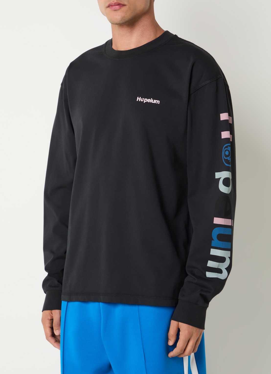 Hopeium Longsleeve met front- en backprint - achterkant zwart