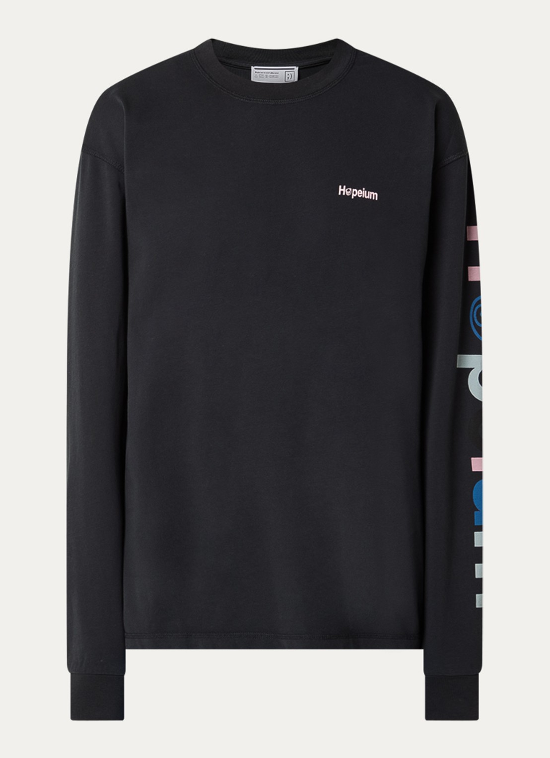 Hopeium Longsleeve met front- en backprint - voorkant 2 zwart