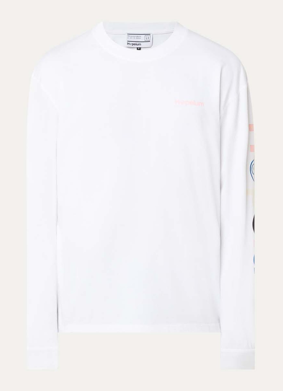 Hopeium Longsleeve met logo- en backprint - voorkant wit