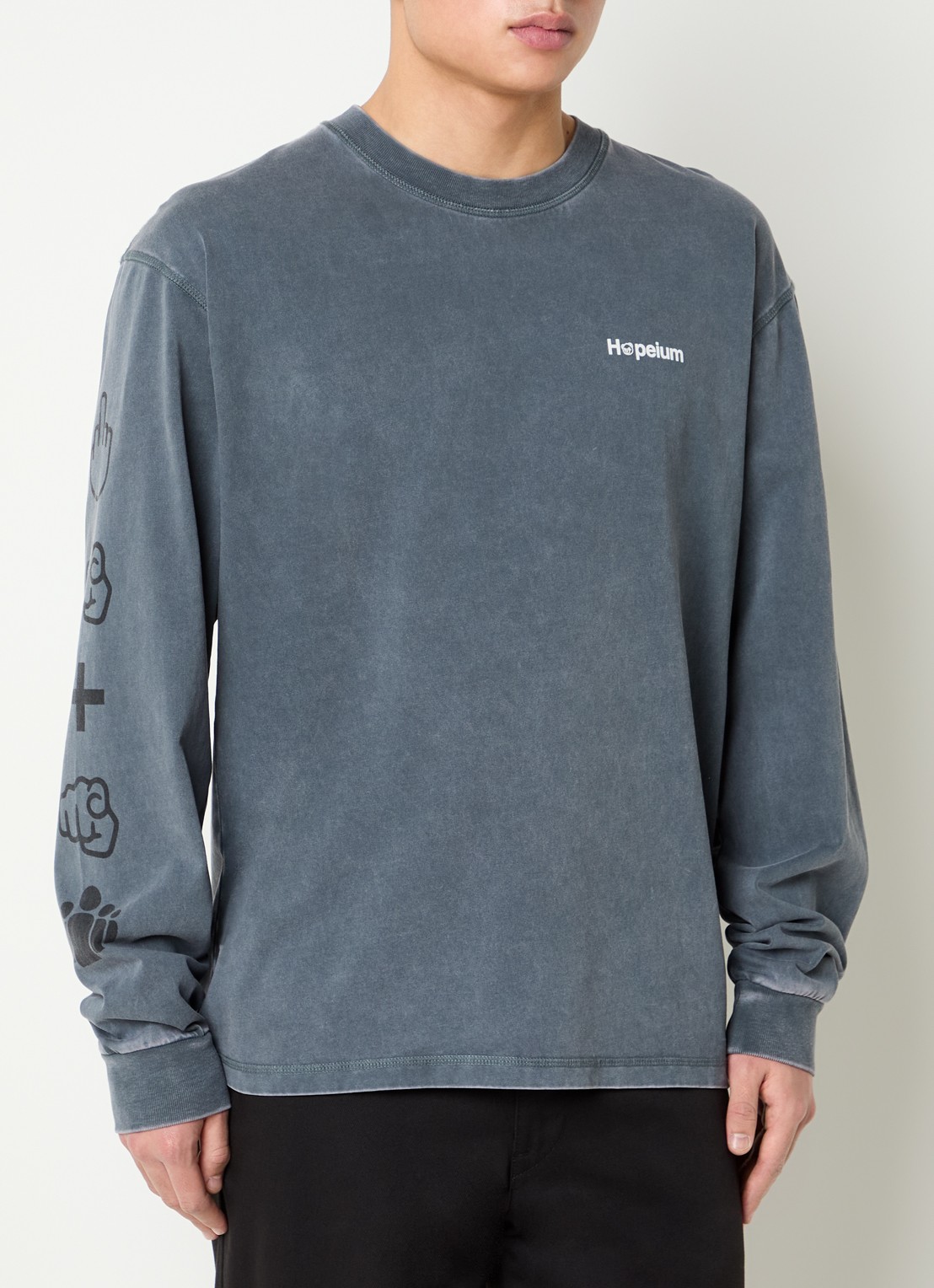 Hopeium Longsleeve met logo- en backprint - achterkant donkergrijs