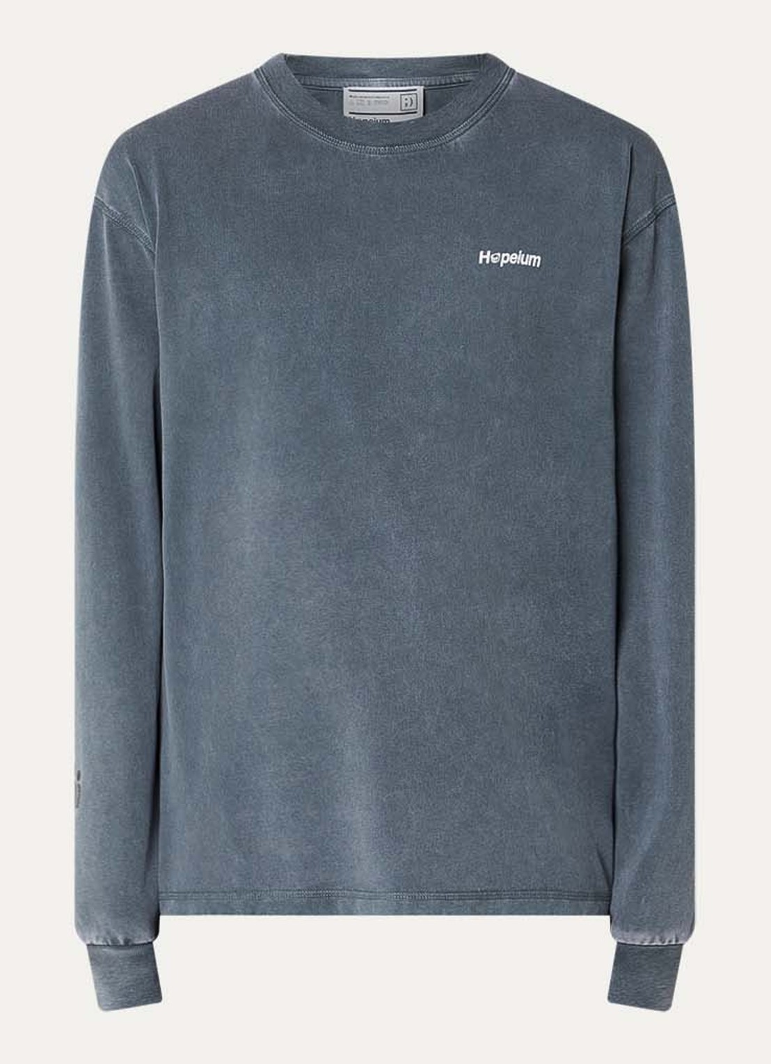Hopeium Longsleeve met logo- en backprint - voorkant 2 donkergrijs