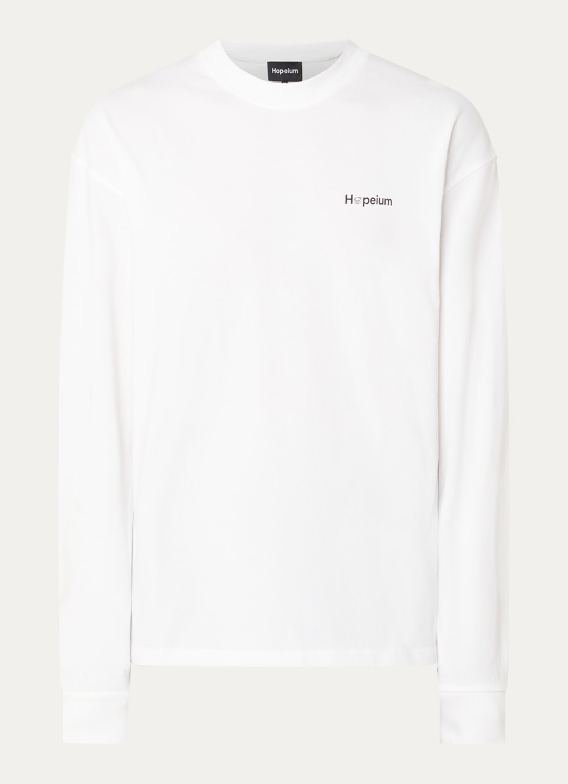Hopeium Longsleeve met logo- en backprint - voorkant 2 wit