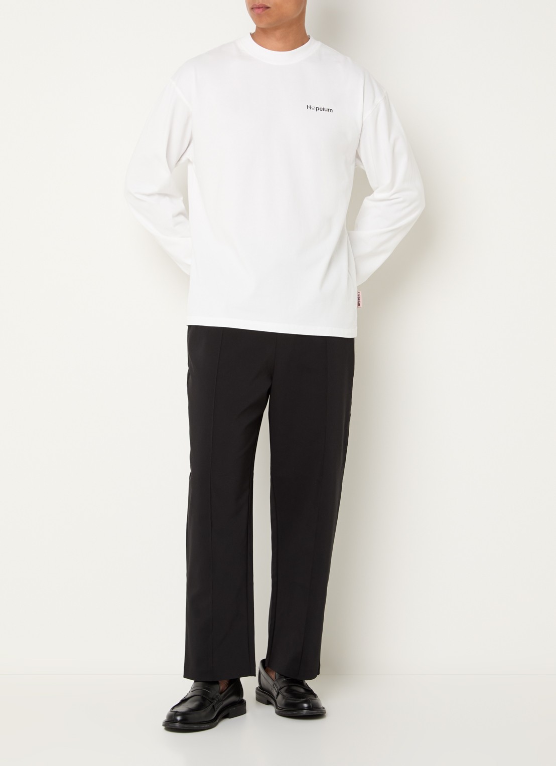 Hopeium Longsleeve met logo- en backprint - voorkant 3 wit