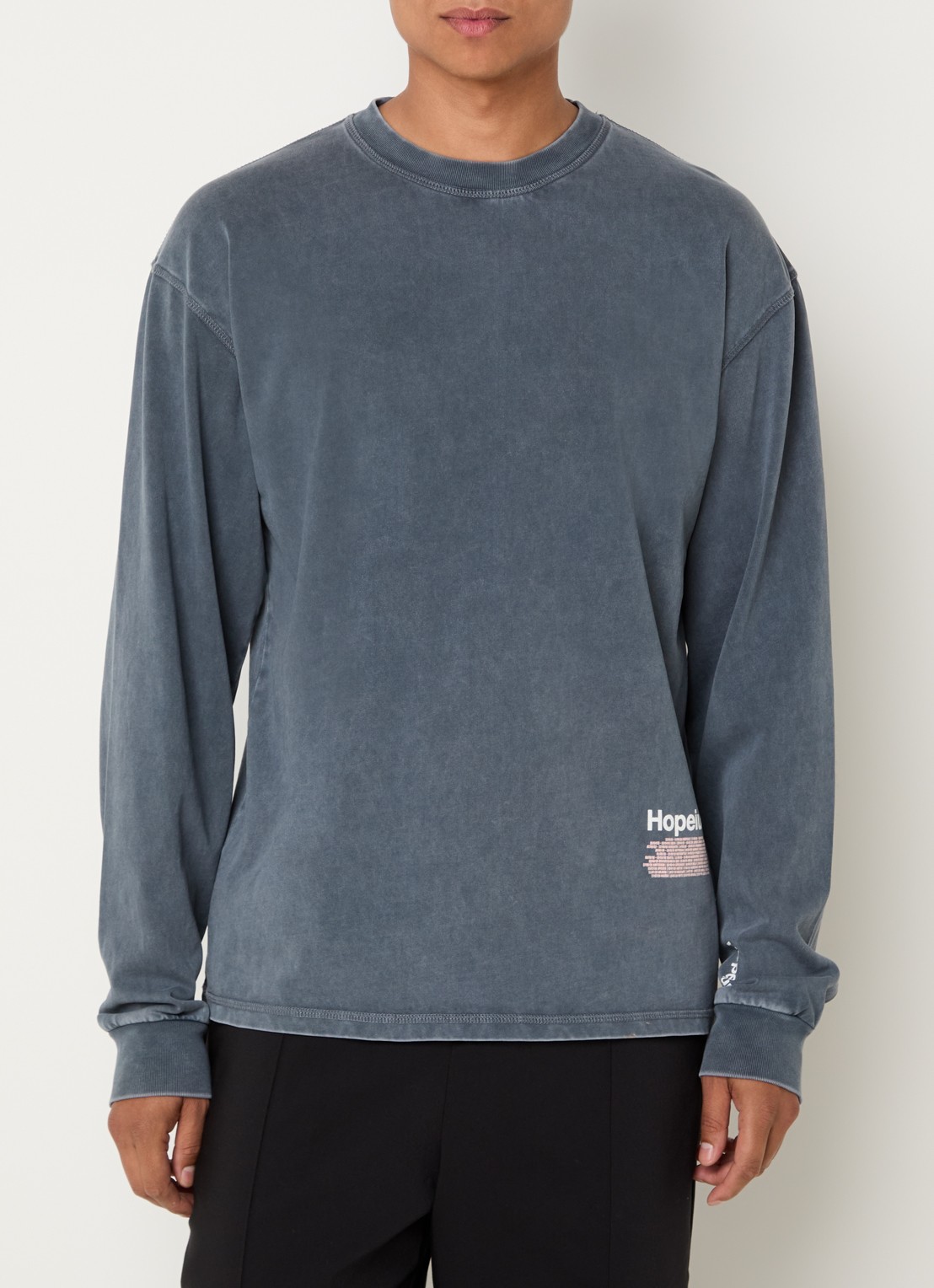 Hopeium Longsleeve met logo- en backprint - achterkant 4 donkergrijs