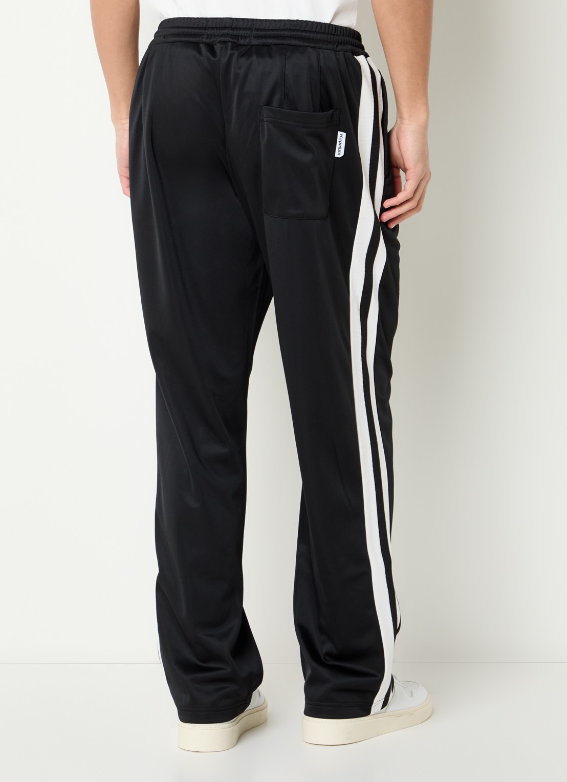 Hopeium Loose fit trackpants met ritszakken en logo - achterkant 3 zwart