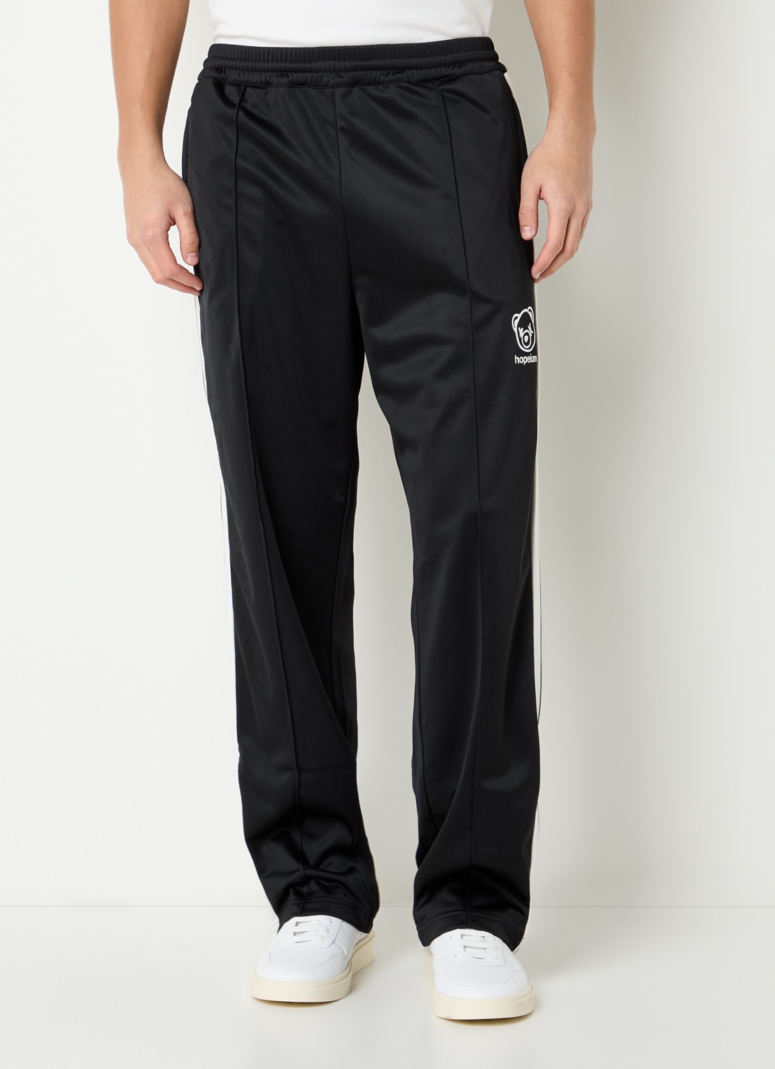 Hopeium Loose fit trackpants met ritszakken en logo - detail 4 zwart