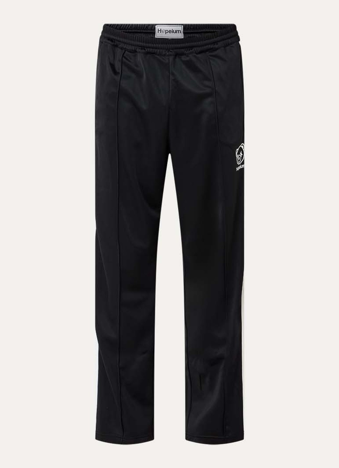 Hopeium Loose fit trackpants met ritszakken en logo - voorkant zwart
