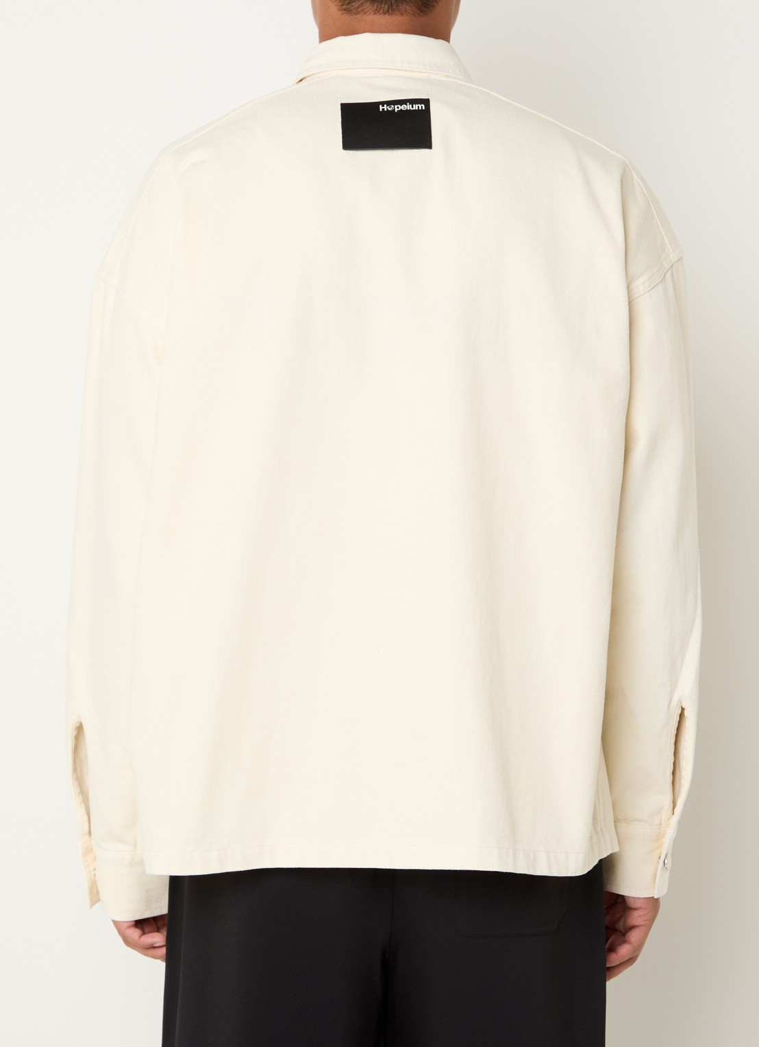 Hopeium Overshirt van denim met borstzak - achterkant 4 creme